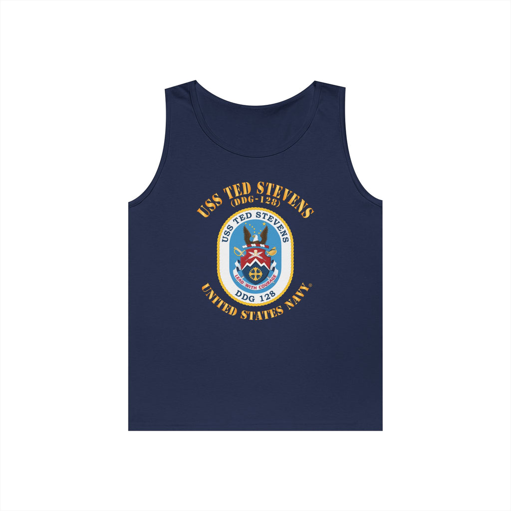 Unisex Heavy Cotton Tank Top - Navy - USS Ted Stevens (DDG-128)