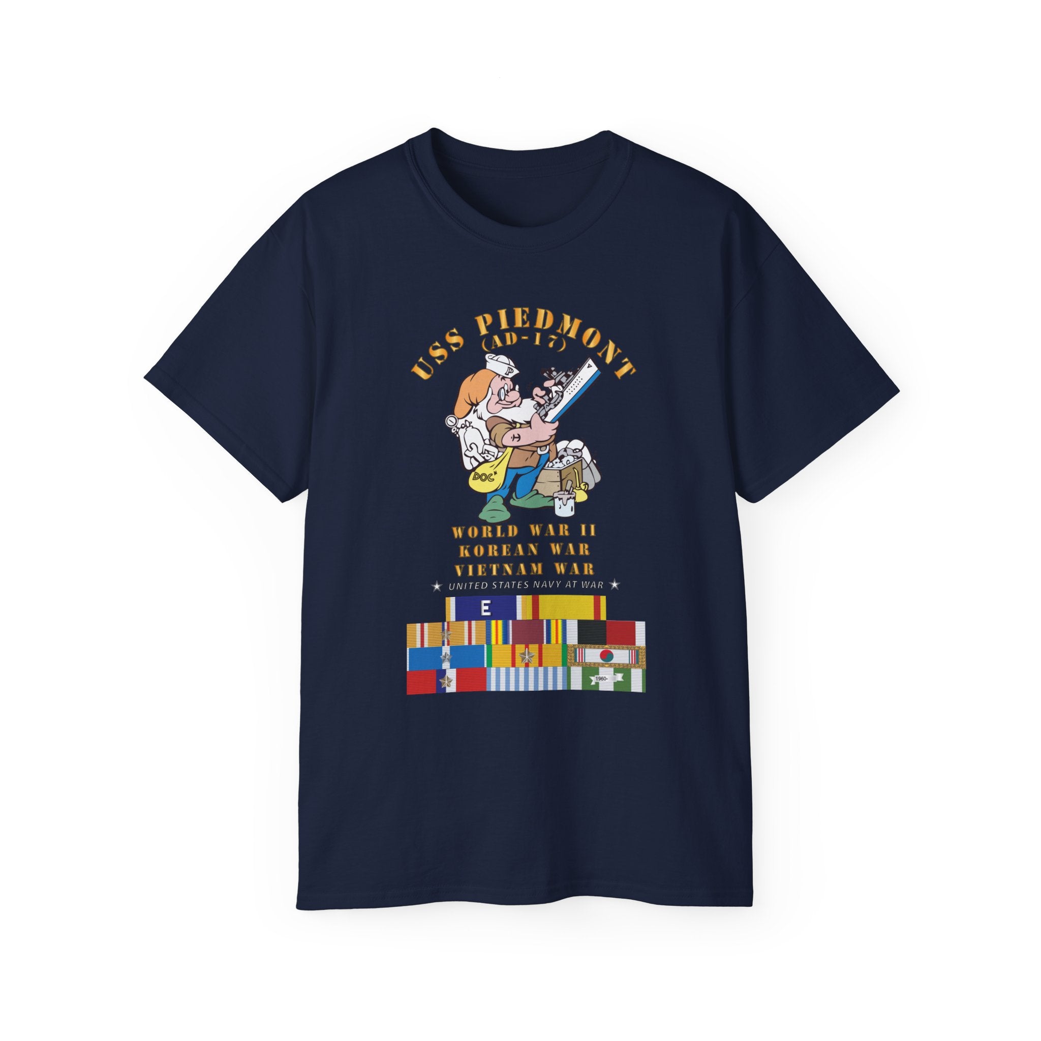 Unisex Ultra Cotton T-Shirt - Navy - USS Piedmont (AD-17) w WWII - KOREA - VN SVC
