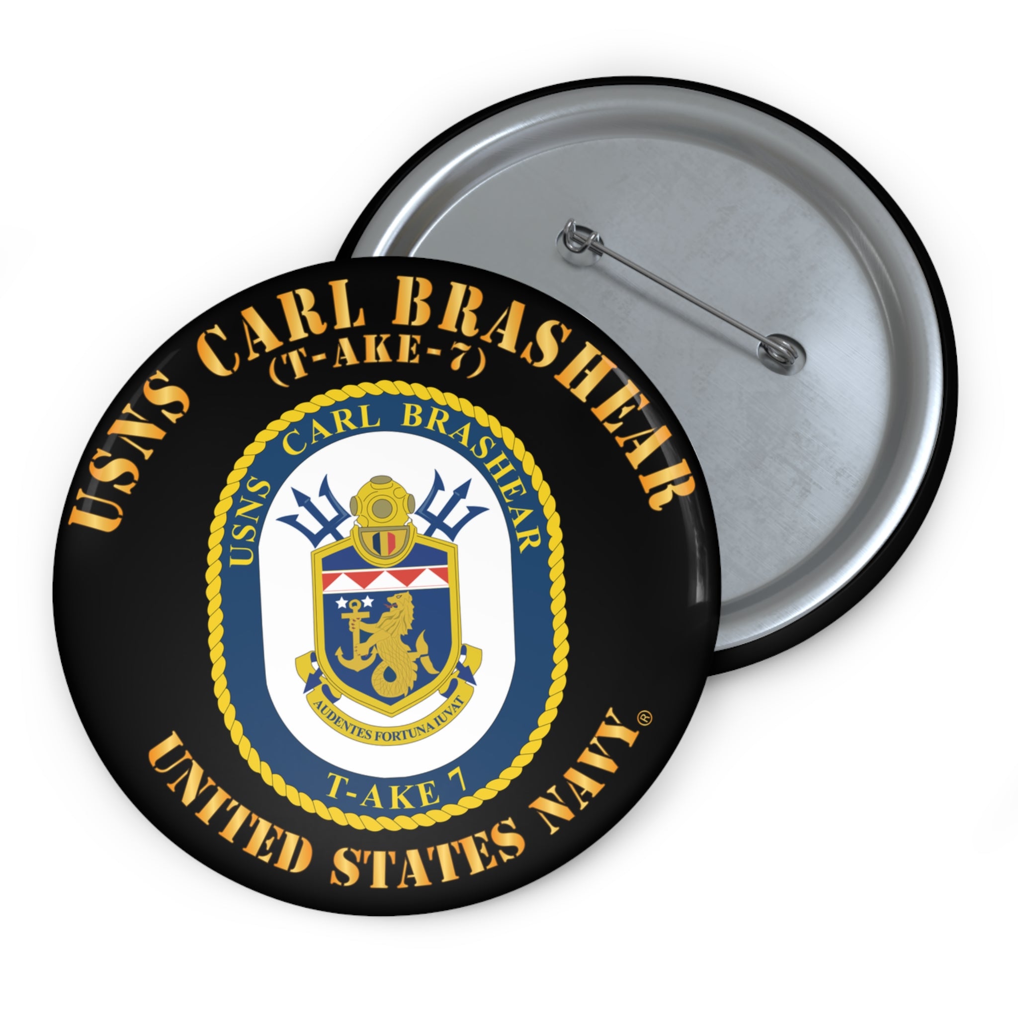 Custom Pin Button - Navy - USNS Carl Brashear (T-AKE 7)