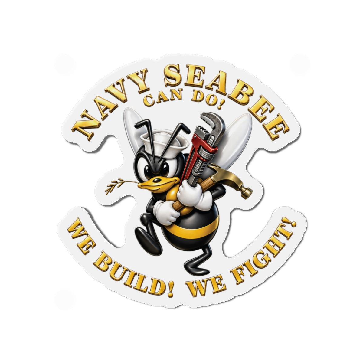 Die-Cut Magnet - Navy - Navy SeaBee - w Wrench and Hammer - 3D - Enhanced X 300