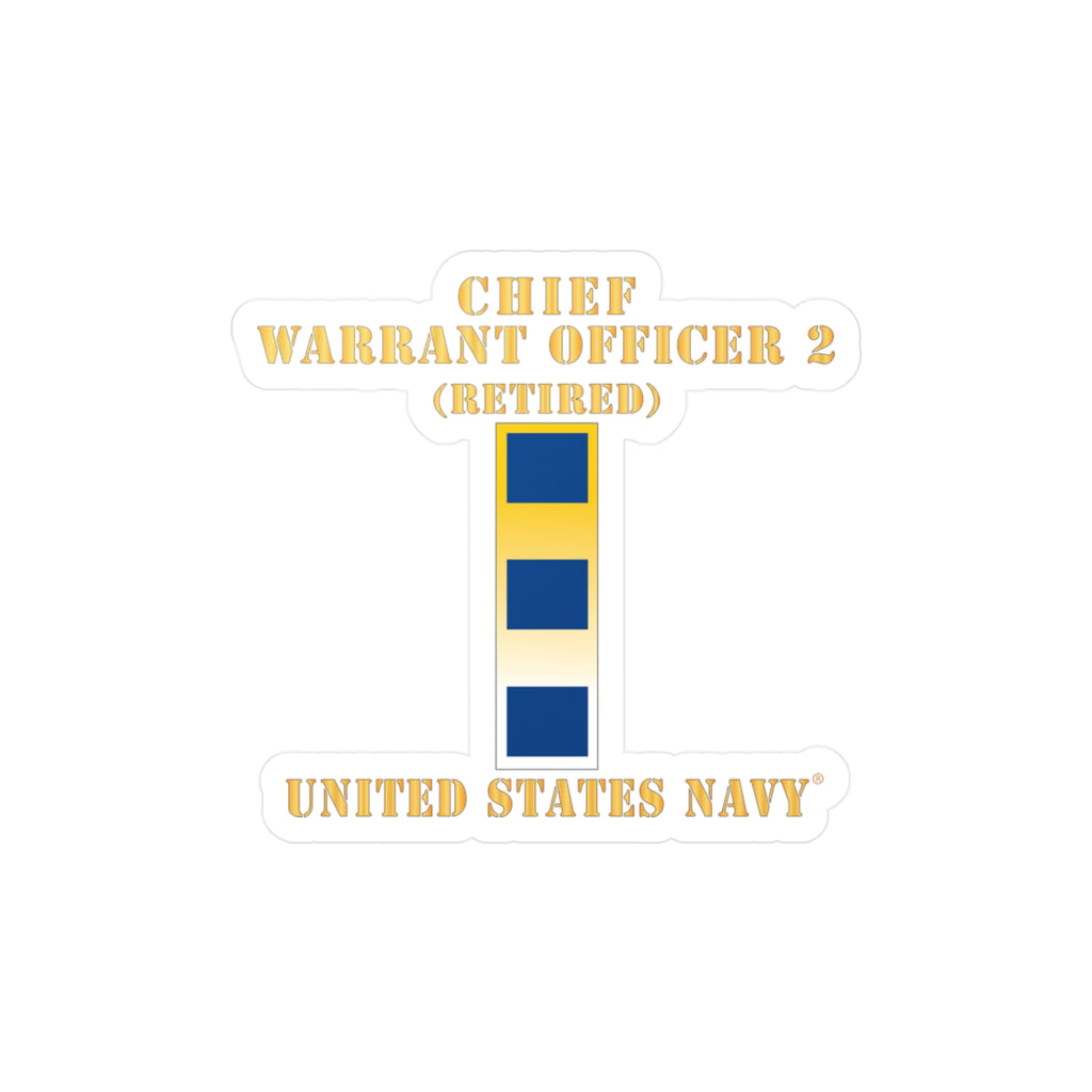 Kiss-Cut Vinyl Decal - Navy - Chief Warrant Officer 2 - CW02 - Retired