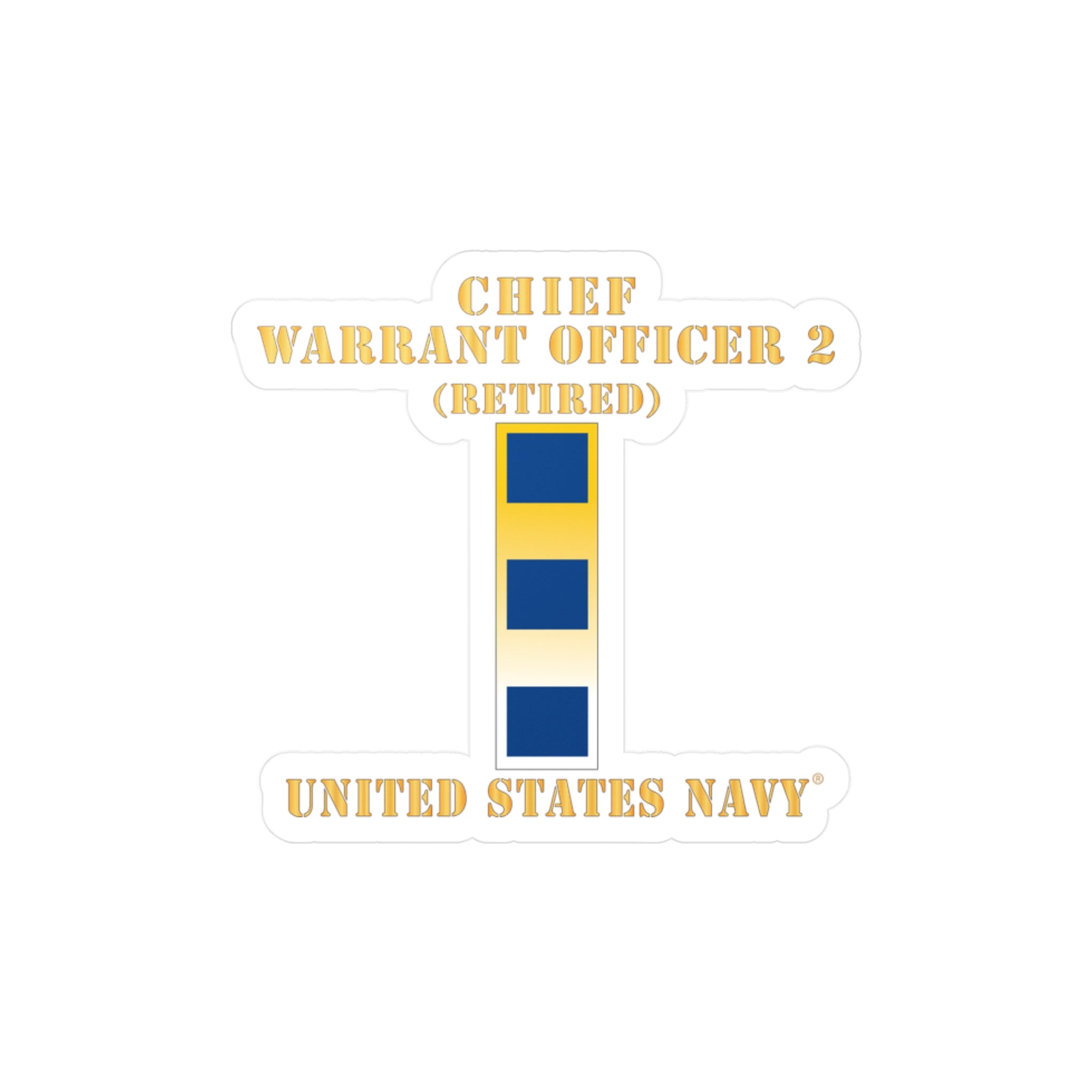 Kiss-Cut Vinyl Decal - Navy - Chief Warrant Officer 2 - CW02 - Retired
