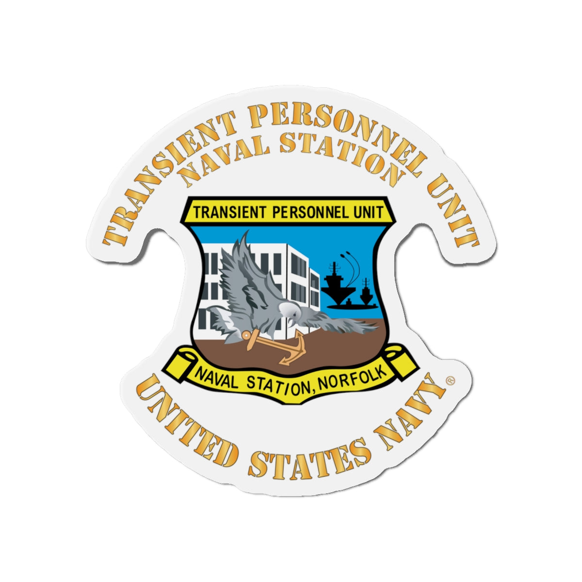 Die-Cut Magnet - Navy - Transient Personnel Unit - Naval Station Norfolk