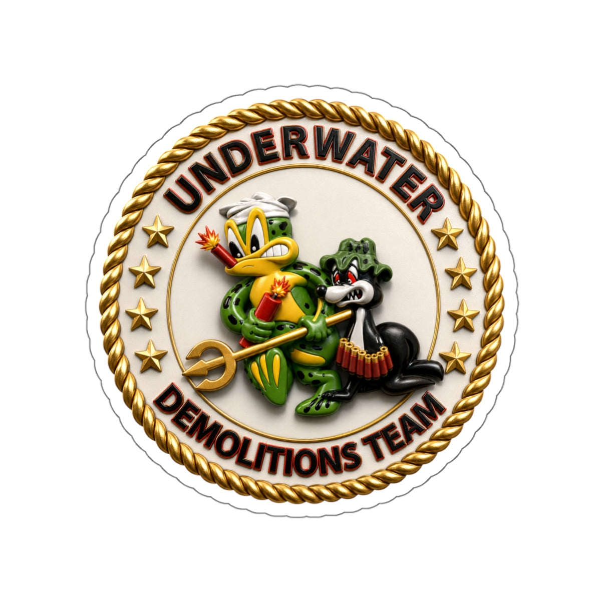 Die-Cut Vinyl Sticker - Navy - SOF - Underwater Demolitions Team - Sammy - Freddie - 3D - Enhanced