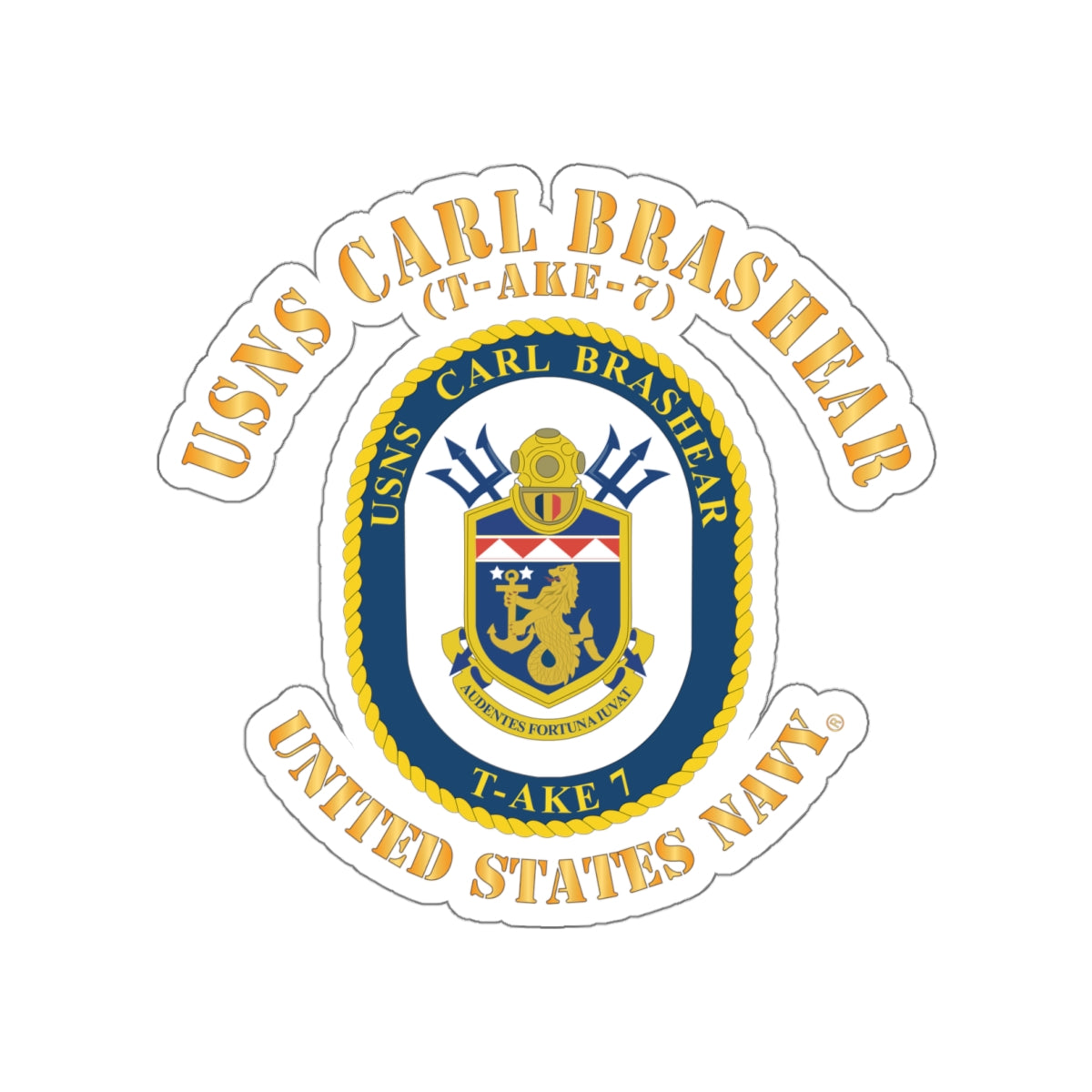 Die-Cut Vinyl Sticker - Navy - USNS Carl Brashear (T-AKE 7)