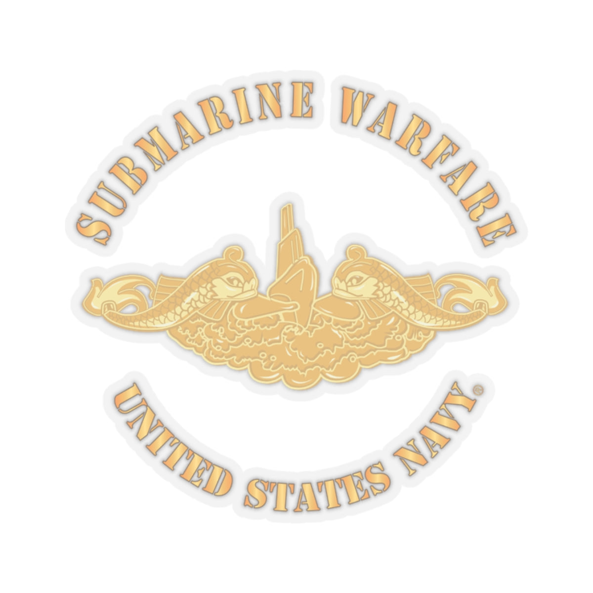 Kiss-Cut Stickers - Navy - Submarine Badge - Gold