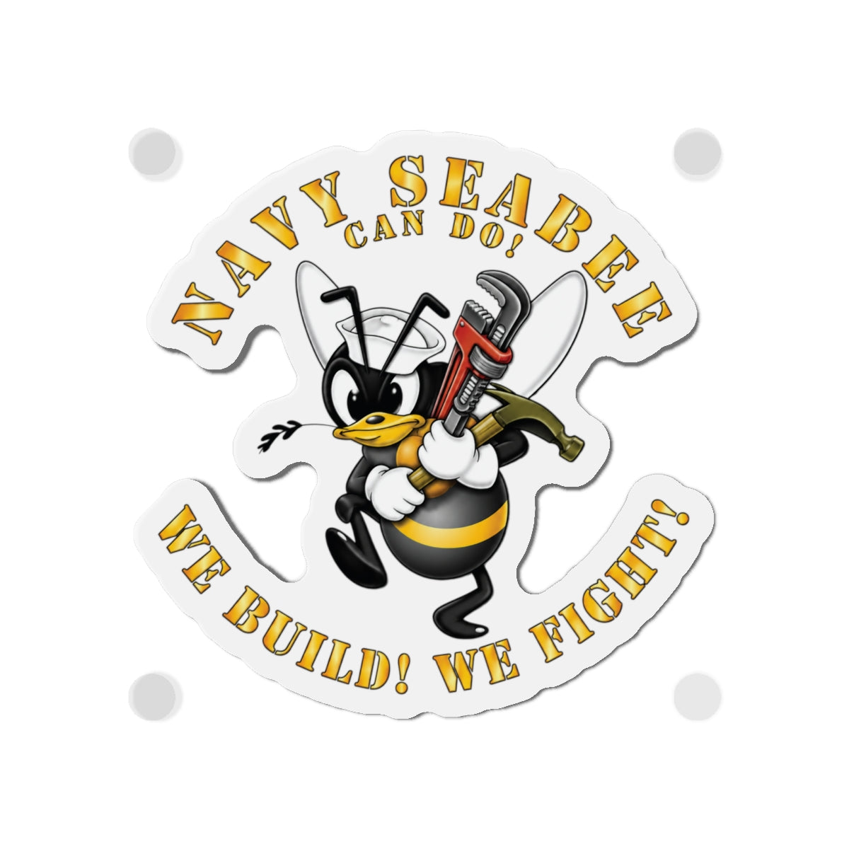 Die-Cut Magnet - Navy - Navy SeaBee - w Wrench and Hammer X 300