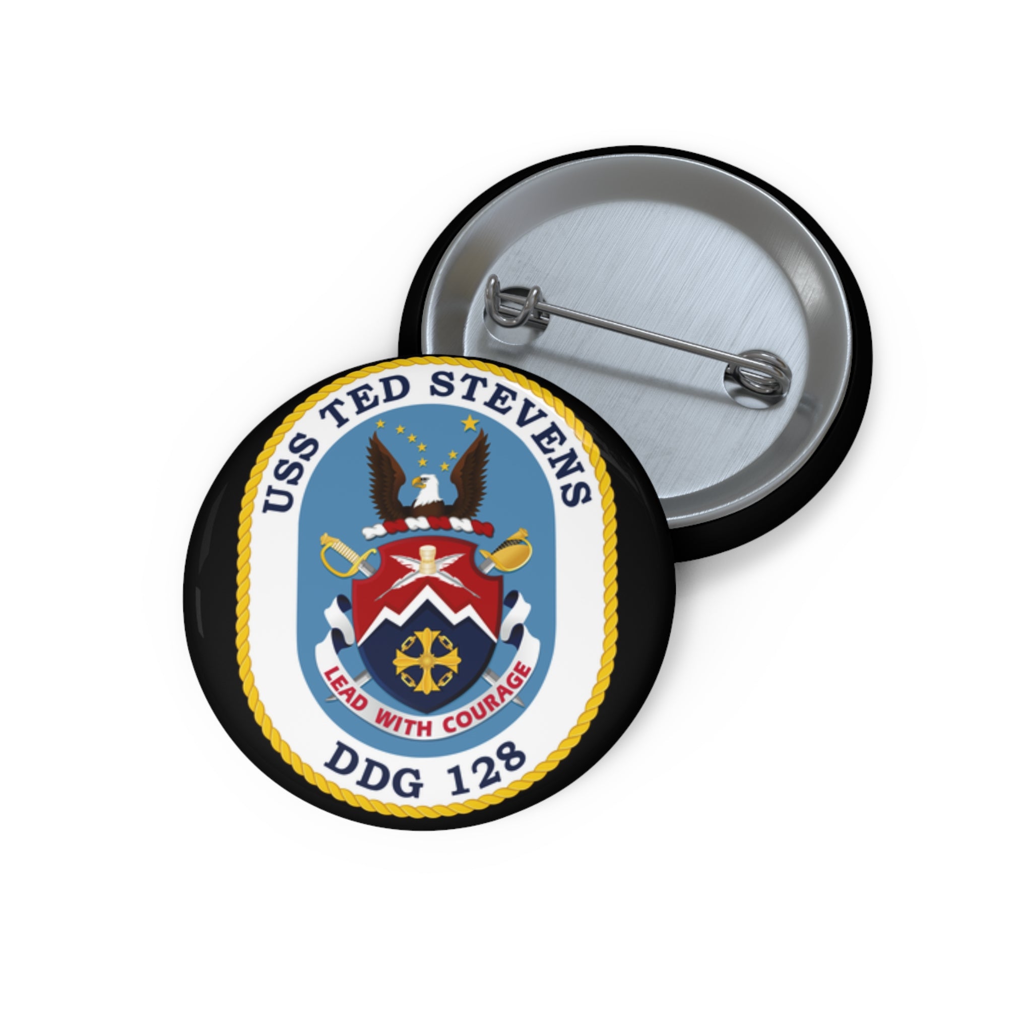 Custom Pin Button - Navy - USS Ted Stevens (DDG-128) wo txt