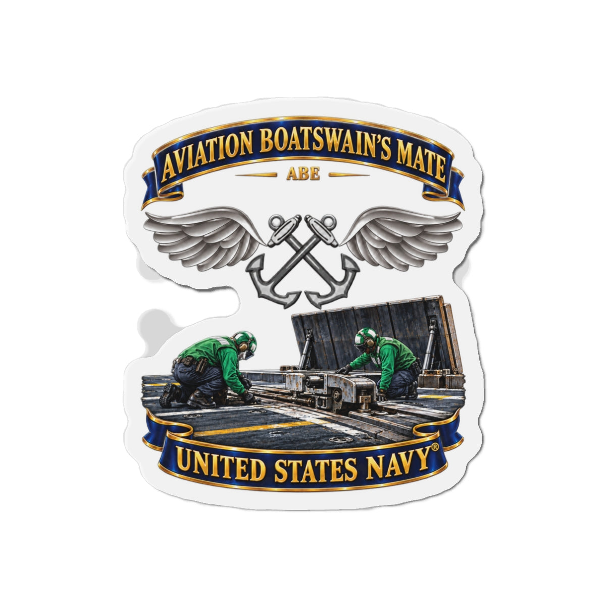 Die-Cut Magnet - Navy - Rate - Aviation Boatswain's Mate (ABE) - with Scene - 3D - Enhanced