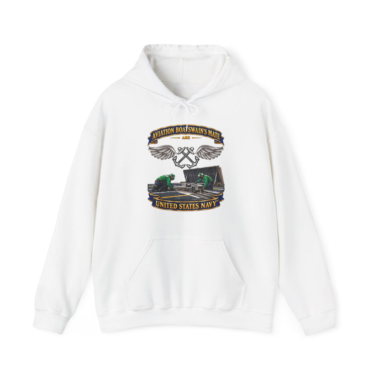 Unisex Heavy Blend™ Hoodies - Navy - Rate - Aviation Boatswain's Mate (ABE) - with Scene - 3D - Enhanced