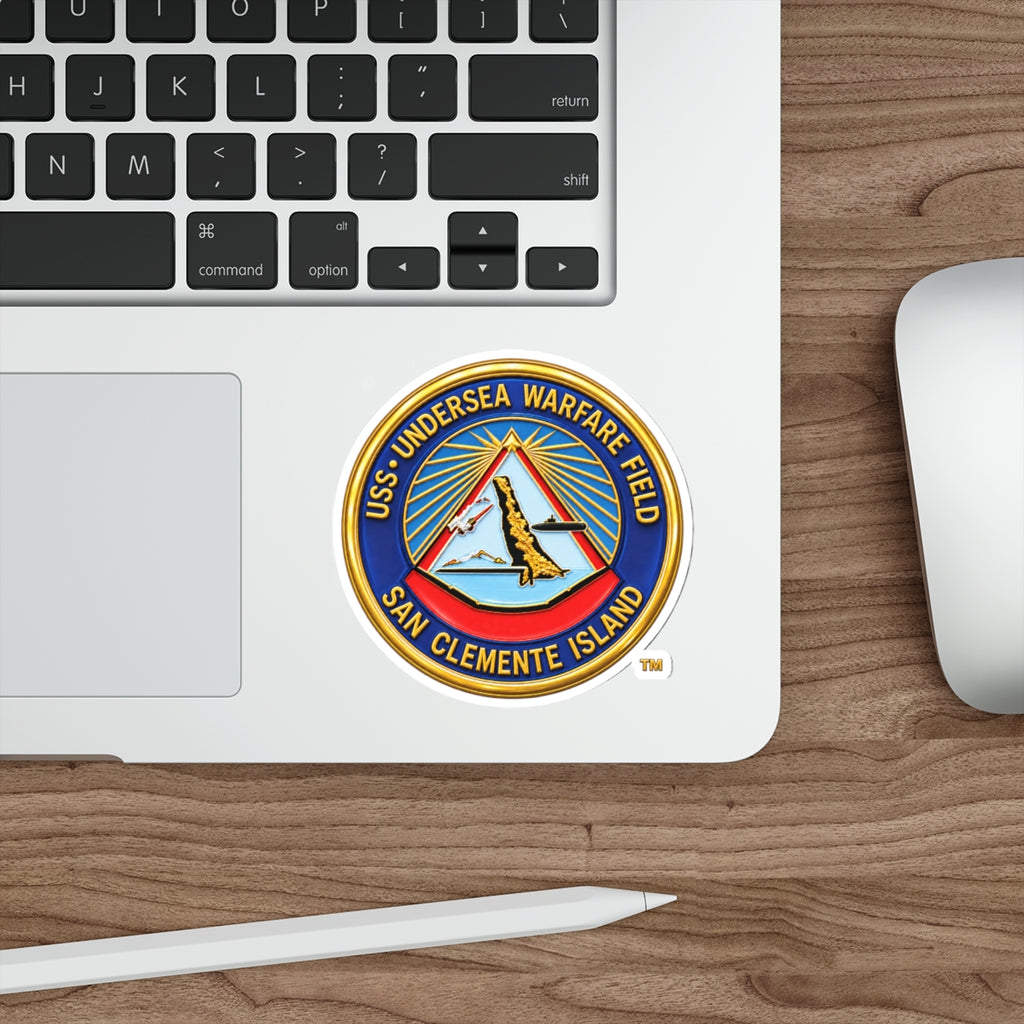 Die-Cut Vinyl Sticker - Navy - USS Undersea Warfare Field - San Clemente Island - Crest - 3D - Enhanced