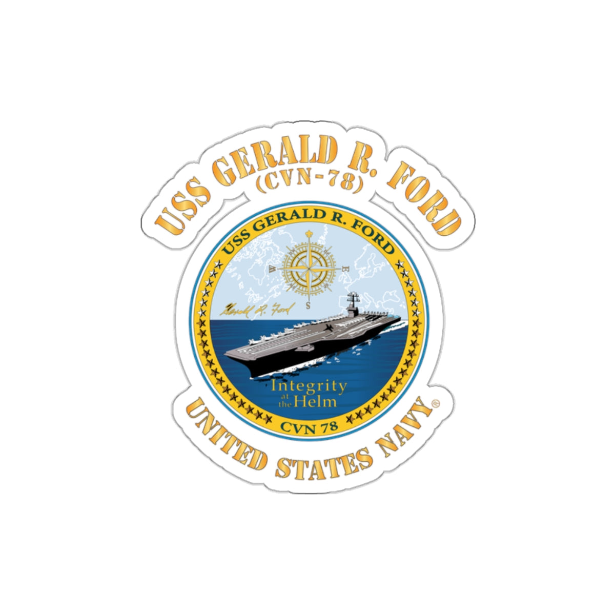 Die-Cut Vinyl Sticker - Navy - USS Gerald R. Ford (CVN-78)