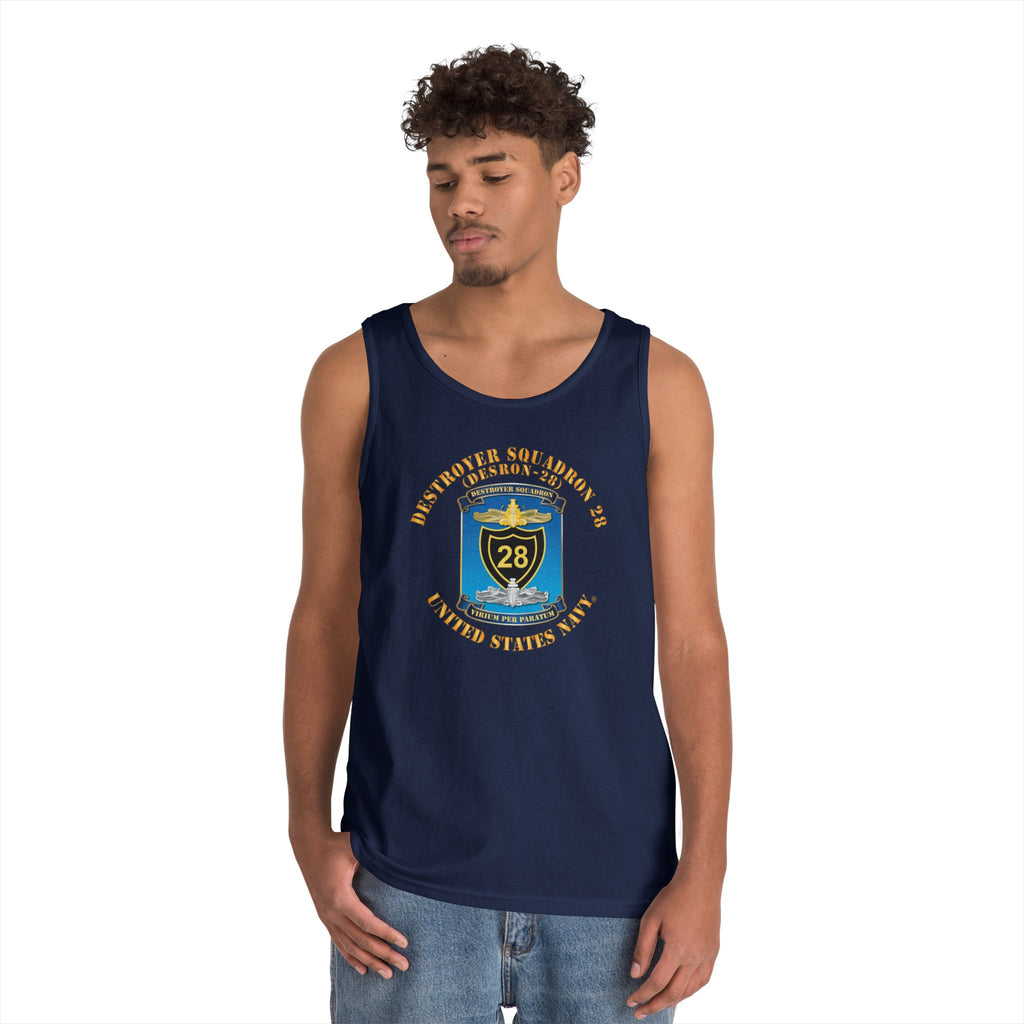 Unisex Heavy Cotton Tank Top - Navy - Destroyer Squadron 28 (DESRON-28)