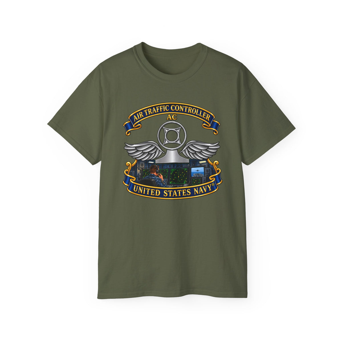 Unisex Ultra Cotton T-Shirt - Navy - Rate - Air Traffic Controller (AC) - Shipboard Version  3D - Enhanced