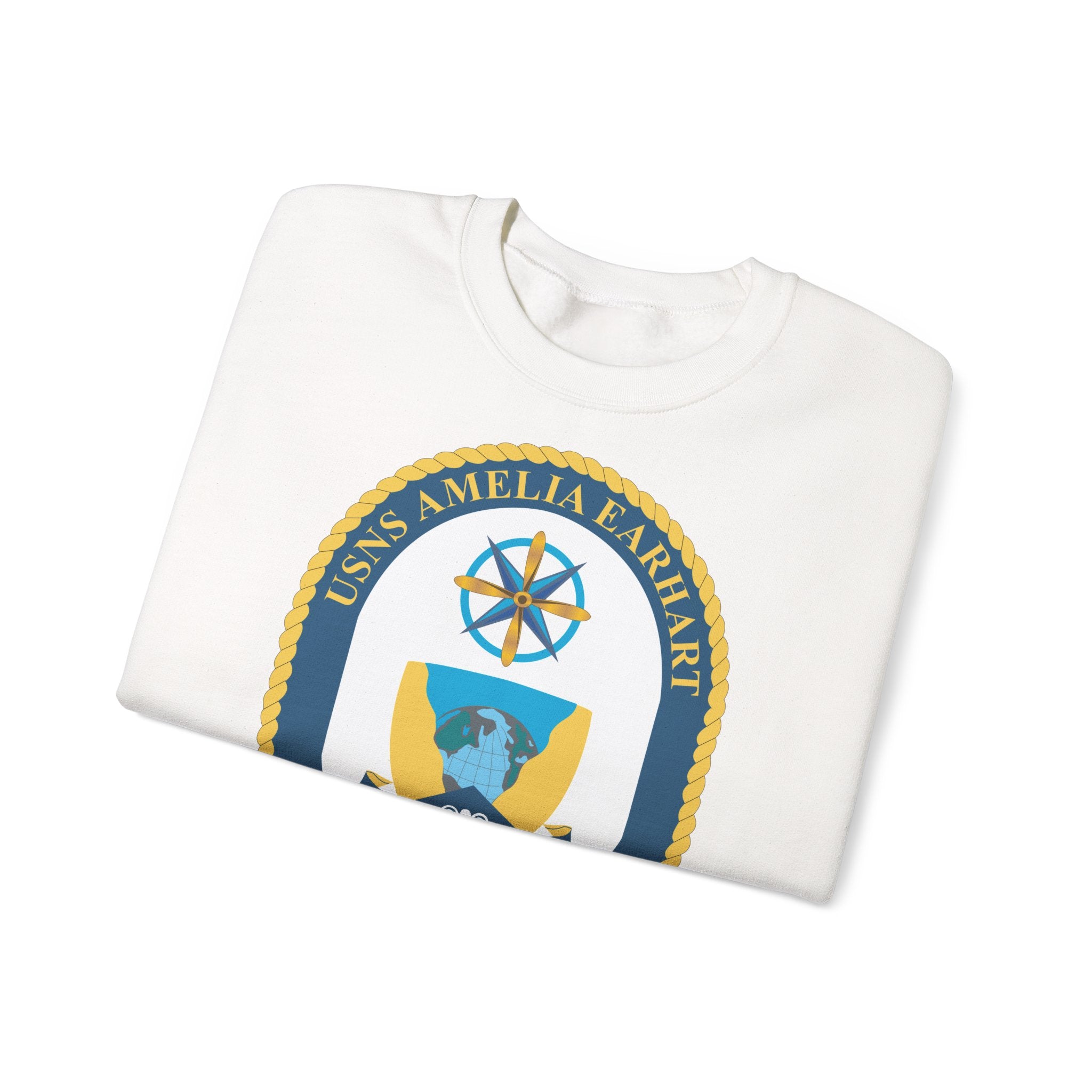 Unisex Heavy Blend™ Crewneck Sweatshirt - Navy - USNS Amelia Earhart (T-AKE 6) wo txt