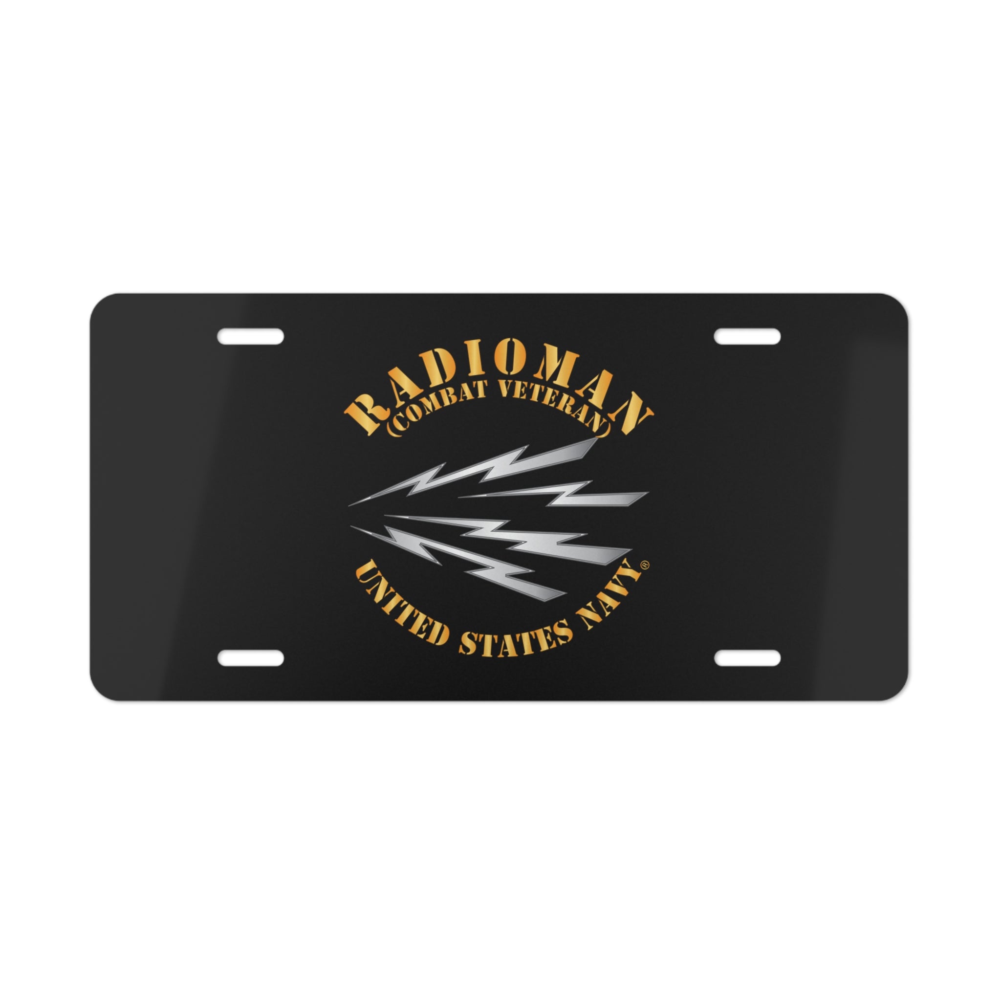 Vanity License Plate - Navy - Rate - Radioman (RM) - Combat Veteran