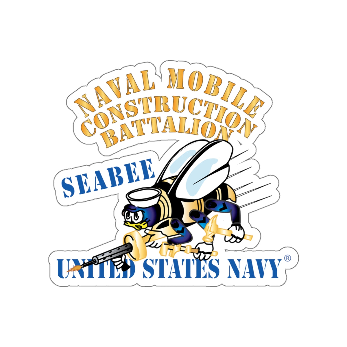Die-Cut Vinyl Sticker - Navy - Seabee