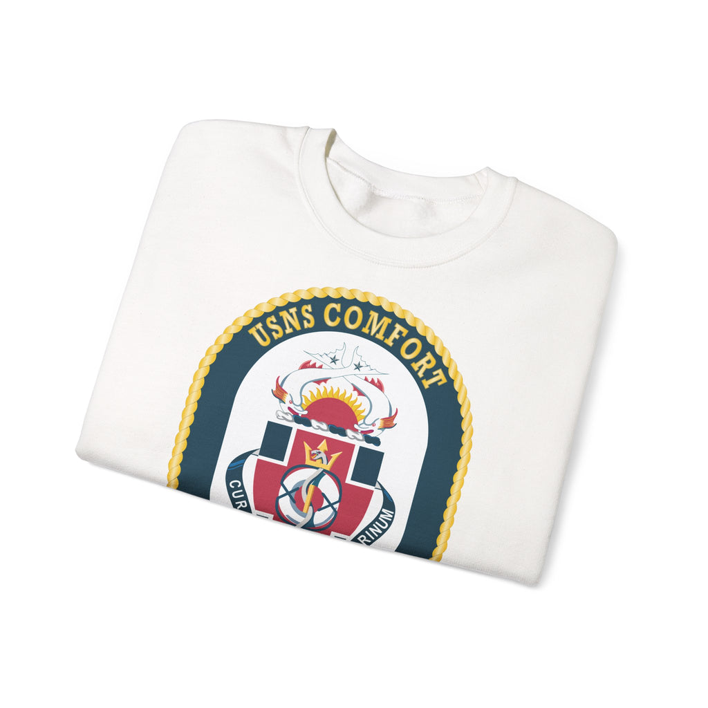 Unisex Heavy Blend™ Crewneck Sweatshirt - Navy - USNS Comfort (T-AH 20) wo txt