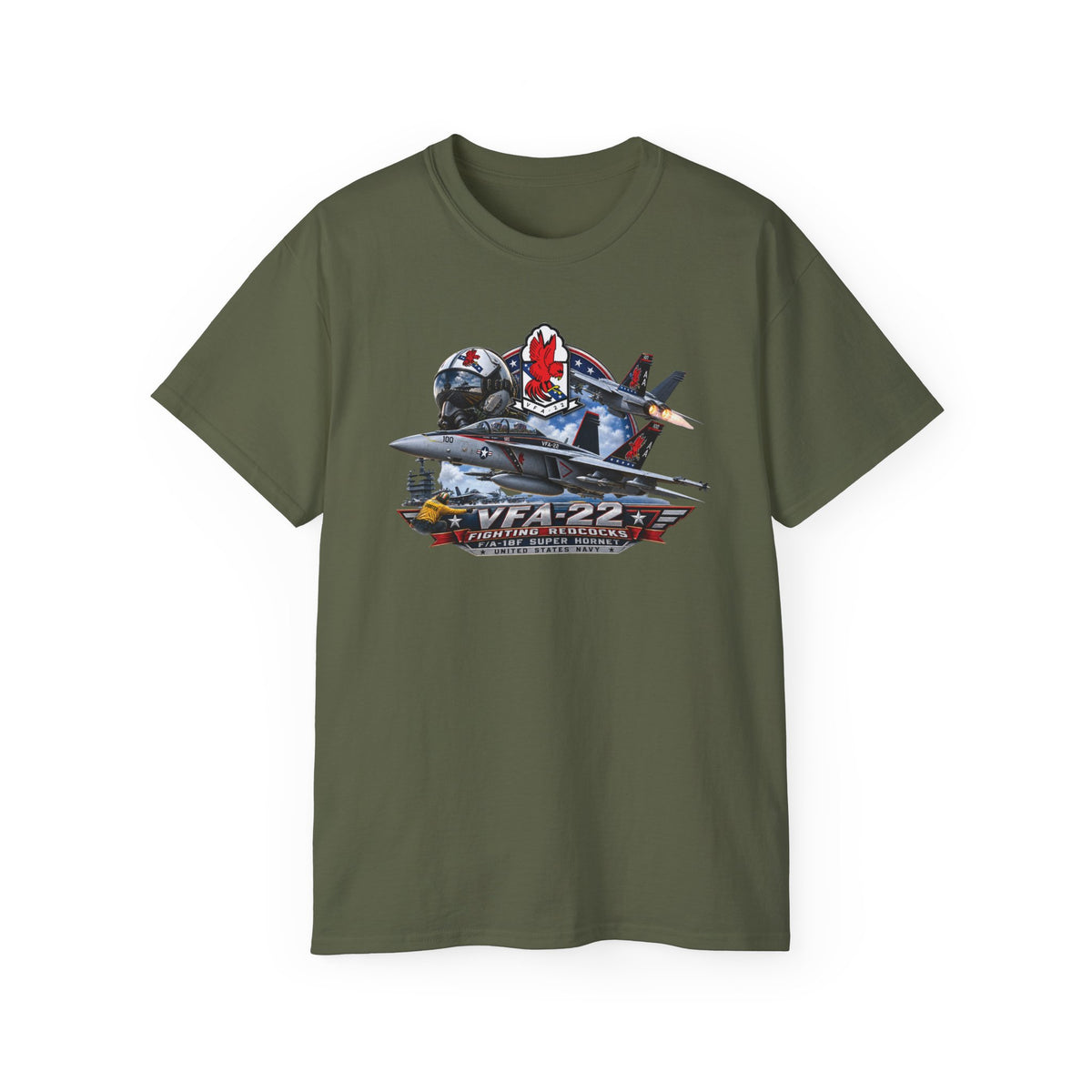 Unisex Ultra Cotton T-Shirt - Strike Fighter Squadron 22nd - AC - Fighting Redcocks - 3D - Enhanced