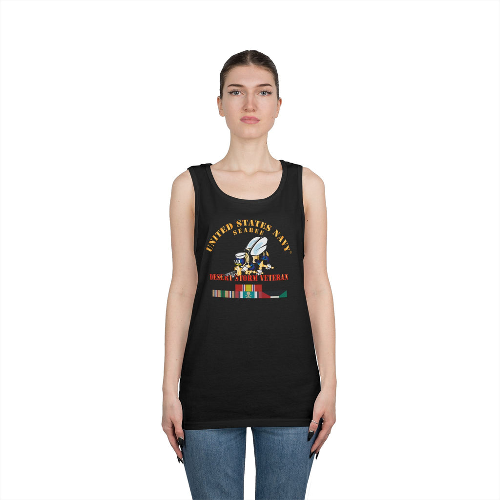Unisex Heavy Cotton Tank Top - Navy - Seabee - Desert Storm Veteran