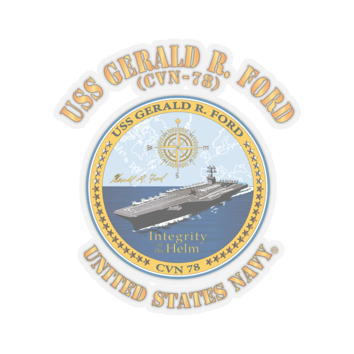 Kiss-Cut Stickers - Navy - USS Gerald R. Ford (CVN-78)