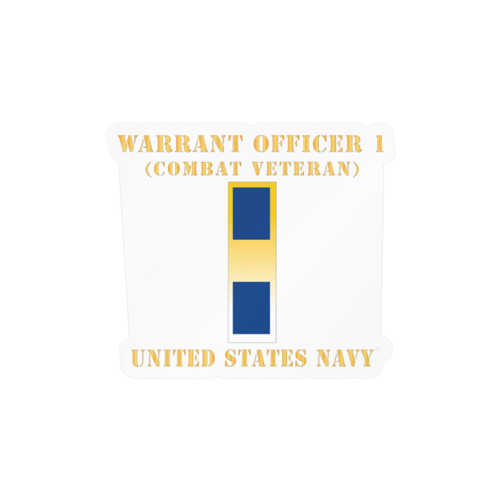 Kiss-Cut Vinyl Decal - Navy - Warrant Officer 1 - Combat Veteran