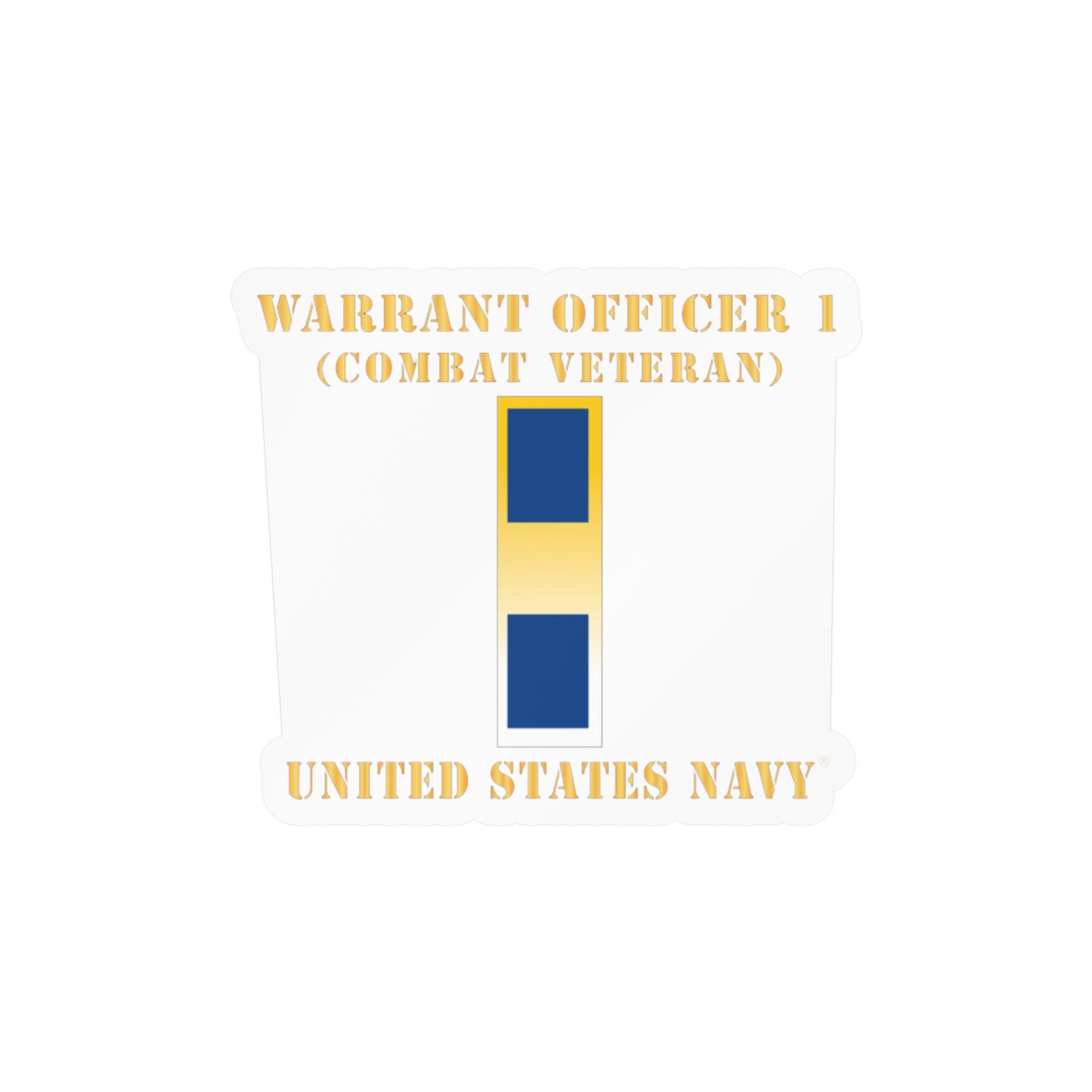 Kiss-Cut Vinyl Decal - Navy - Warrant Officer 1 - Combat Veteran