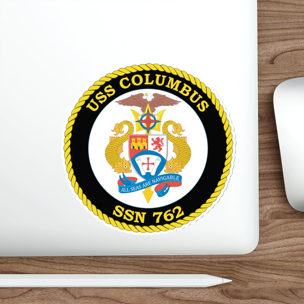 Die-Cut Vinyl Sticker - Navy - USS Columbus (SSN-762) wo txt