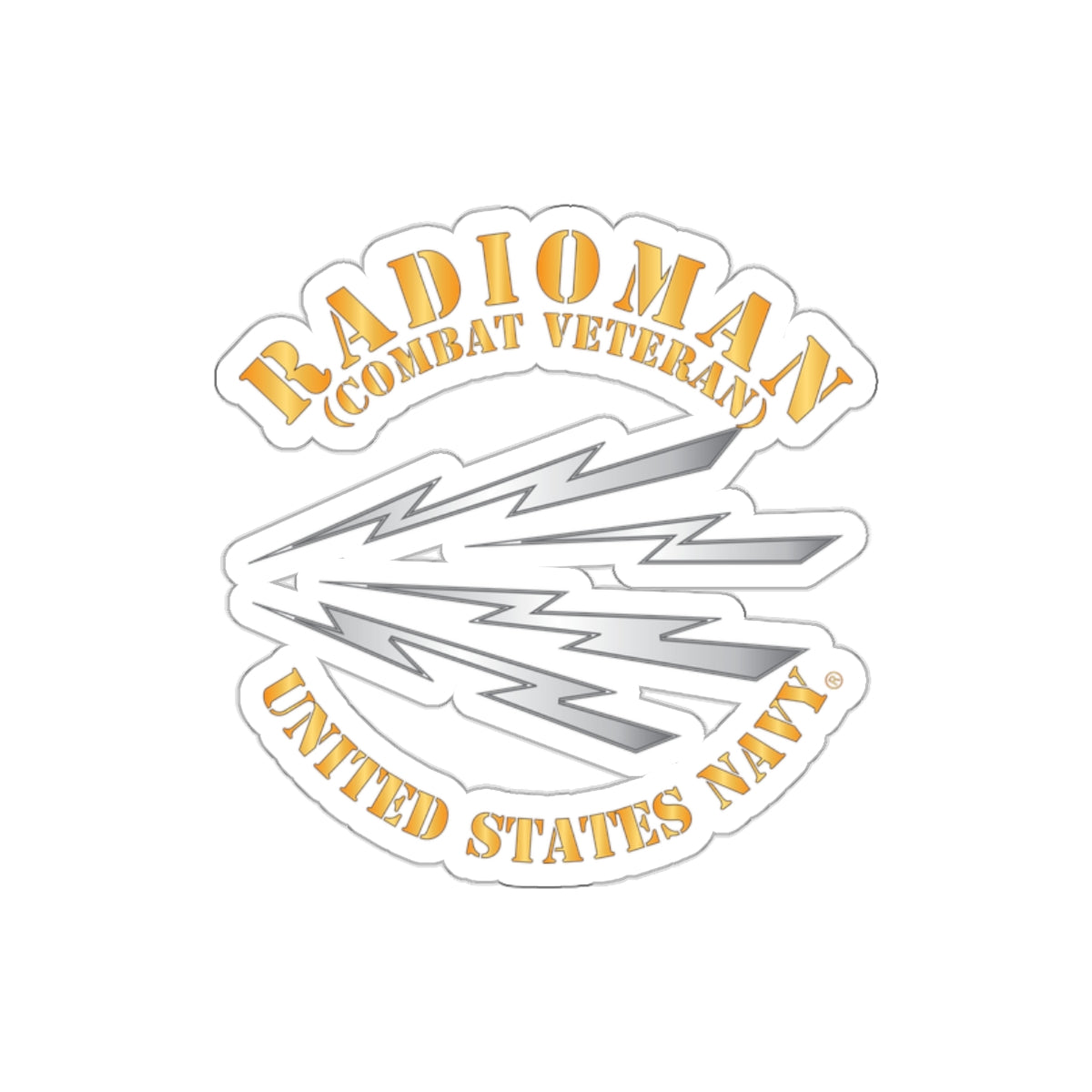 Die-Cut Vinyl Sticker - Navy - Rate - Radioman (RM) - Combat Veteran
