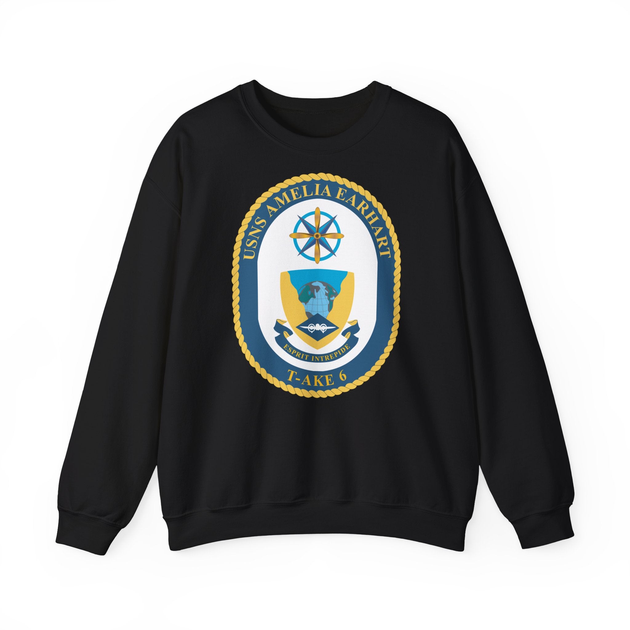 Unisex Heavy Blend™ Crewneck Sweatshirt - Navy - USNS Amelia Earhart (T-AKE 6) wo txt
