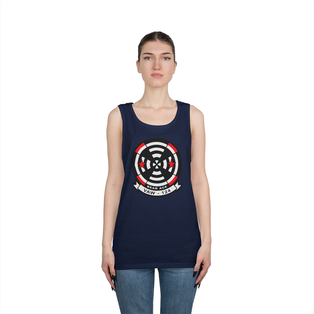Unisex Heavy Cotton Tank Top - Navy - Airborne Command & Control Squadron 124 (VAW-124) wo txt