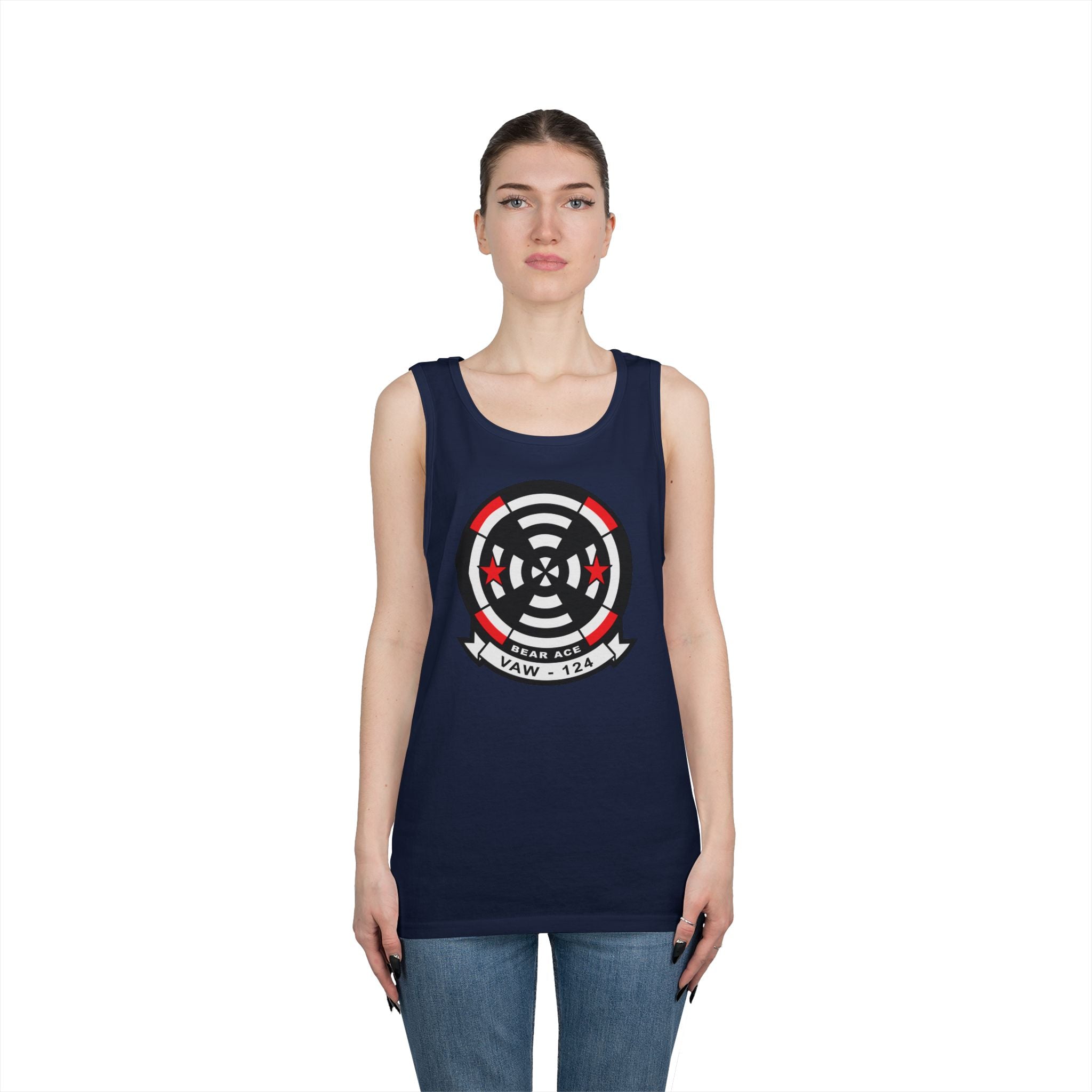 Unisex Heavy Cotton Tank Top - Navy - Airborne Command & Control Squadron 124 (VAW-124) wo txt