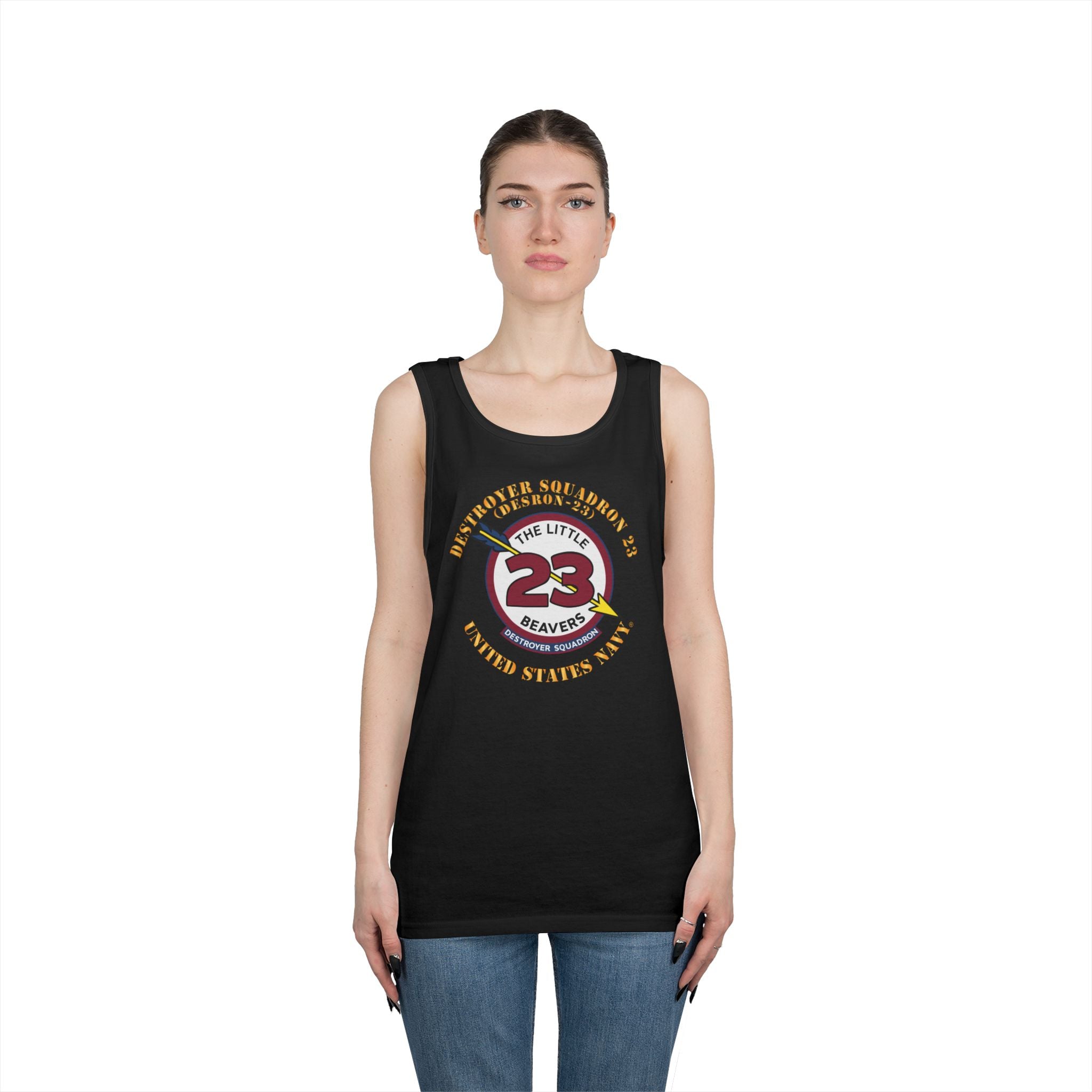 Unisex Heavy Cotton Tank Top - Navy - Destroyer Squadron 23 (DESRON-23)