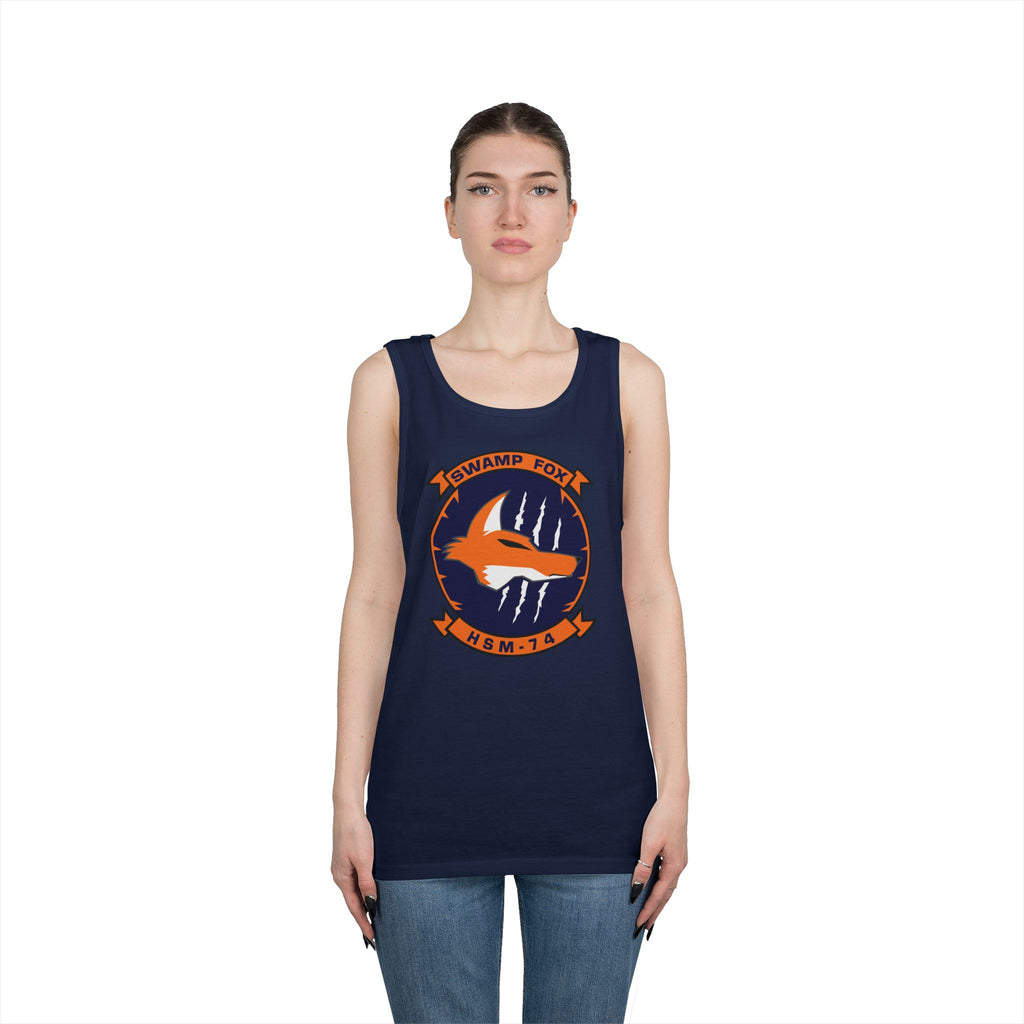 Unisex Heavy Cotton Tank Top - Navy - Helicopter Maritime Strike Seven Four (HSM-74) wo txt