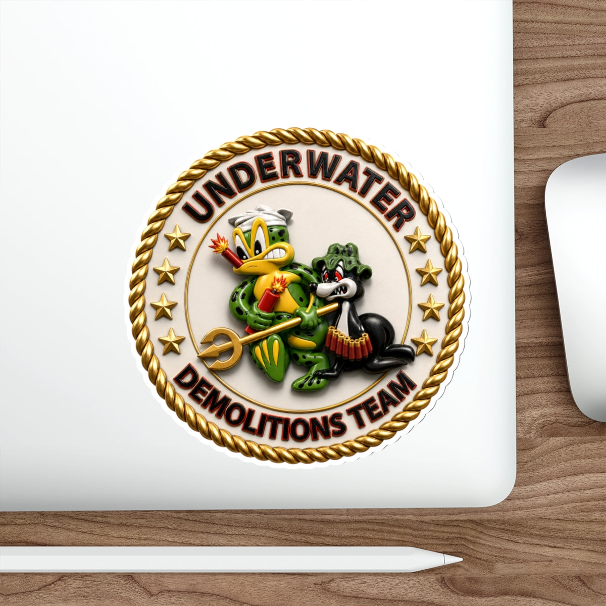 Die-Cut Vinyl Sticker - Navy - SOF - Underwater Demolitions Team - Sammy - Freddie - 3D - Enhanced