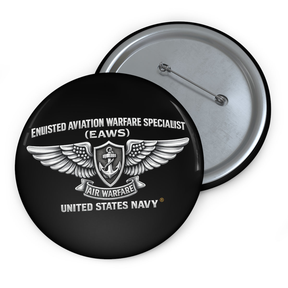 Custom Pin Button - Navy - Badge - Enlisted Aviation Warfare Specialist