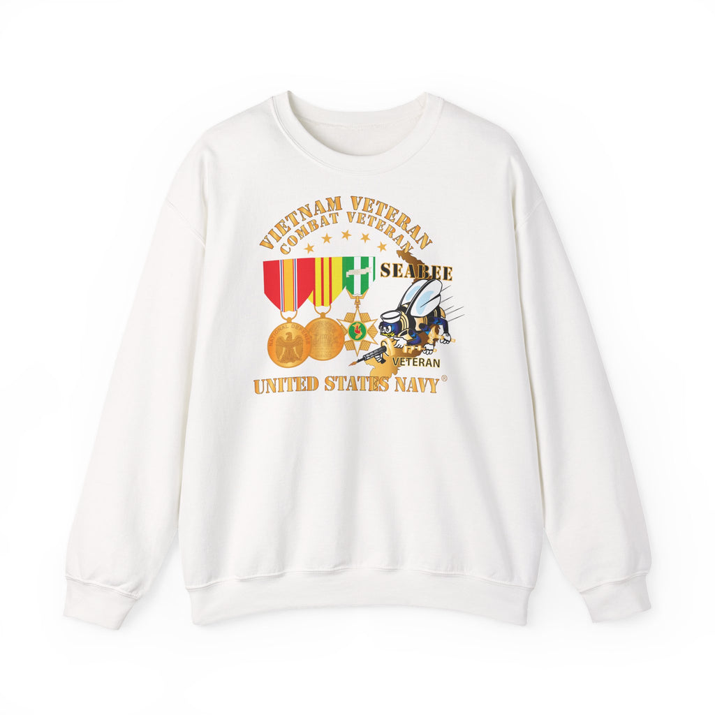 Unisex Heavy Blend™ Crewneck Sweatshirt - Navy - Vietnam  Veteran - w Medals - VN - Seabee