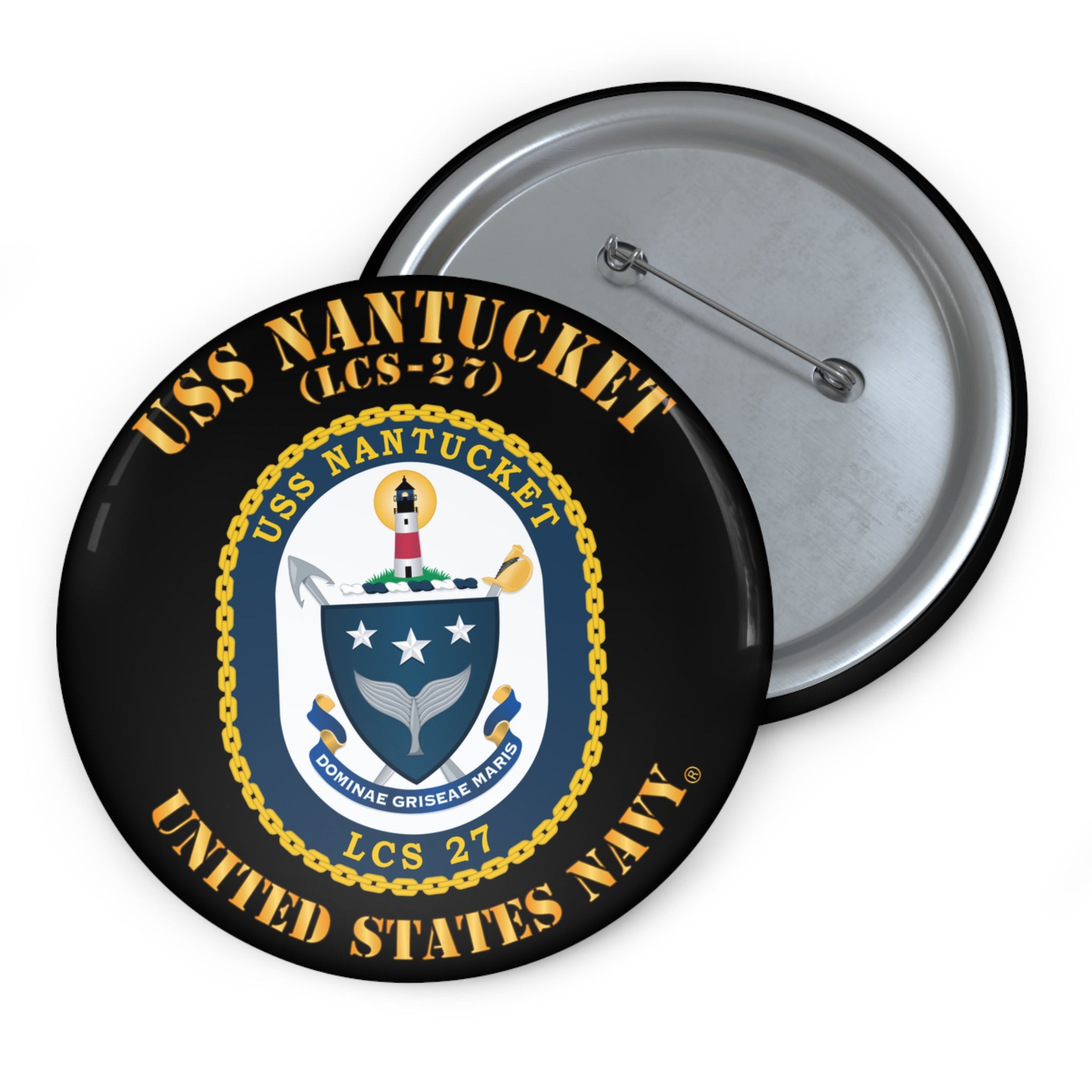 Custom Pin Button - Navy - USS Nantucket (LCS-27)