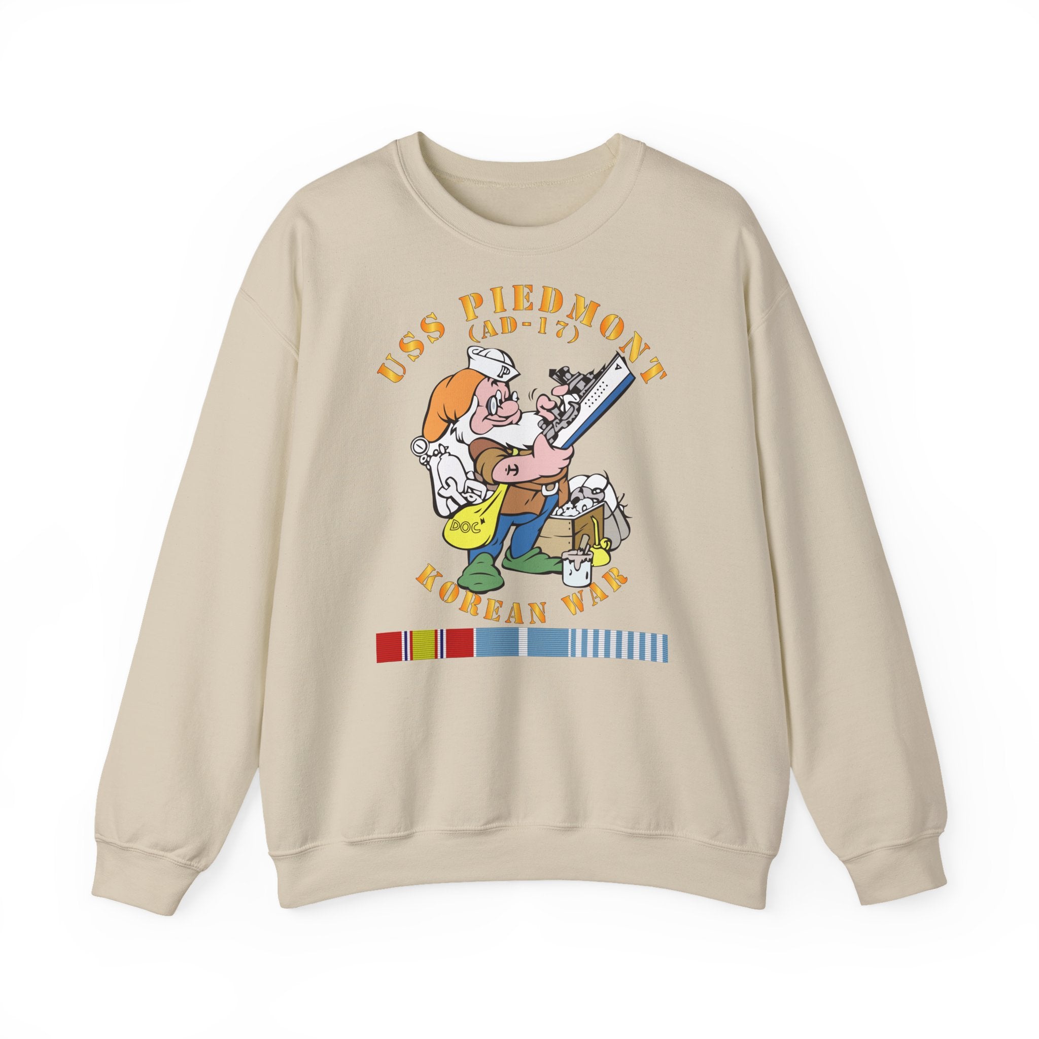 Unisex Heavy Blend™ Crewneck Sweatshirt - Navy - USS Piedmont (AD-17) w KOREA SVC - Korean War