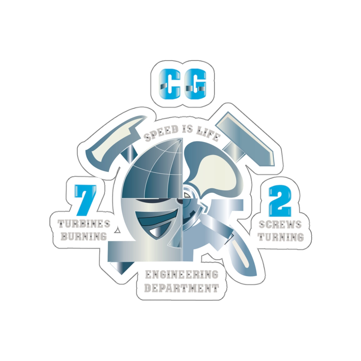 Die-Cut Vinyl Sticker - Navy - CG 72 - Engineering Department