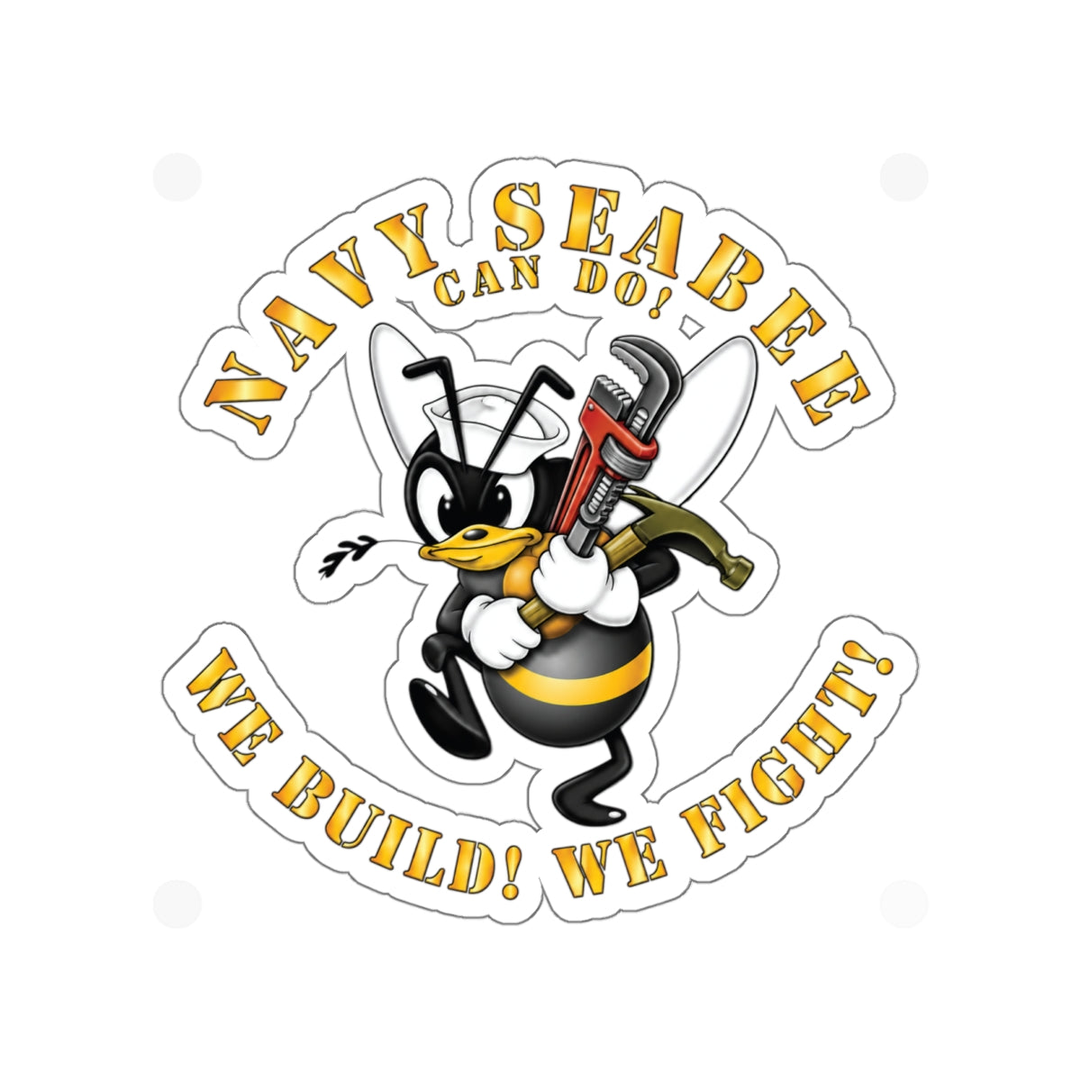 Die-Cut Vinyl Sticker - Navy - Navy SeaBee - w Wrench and Hammer X 300