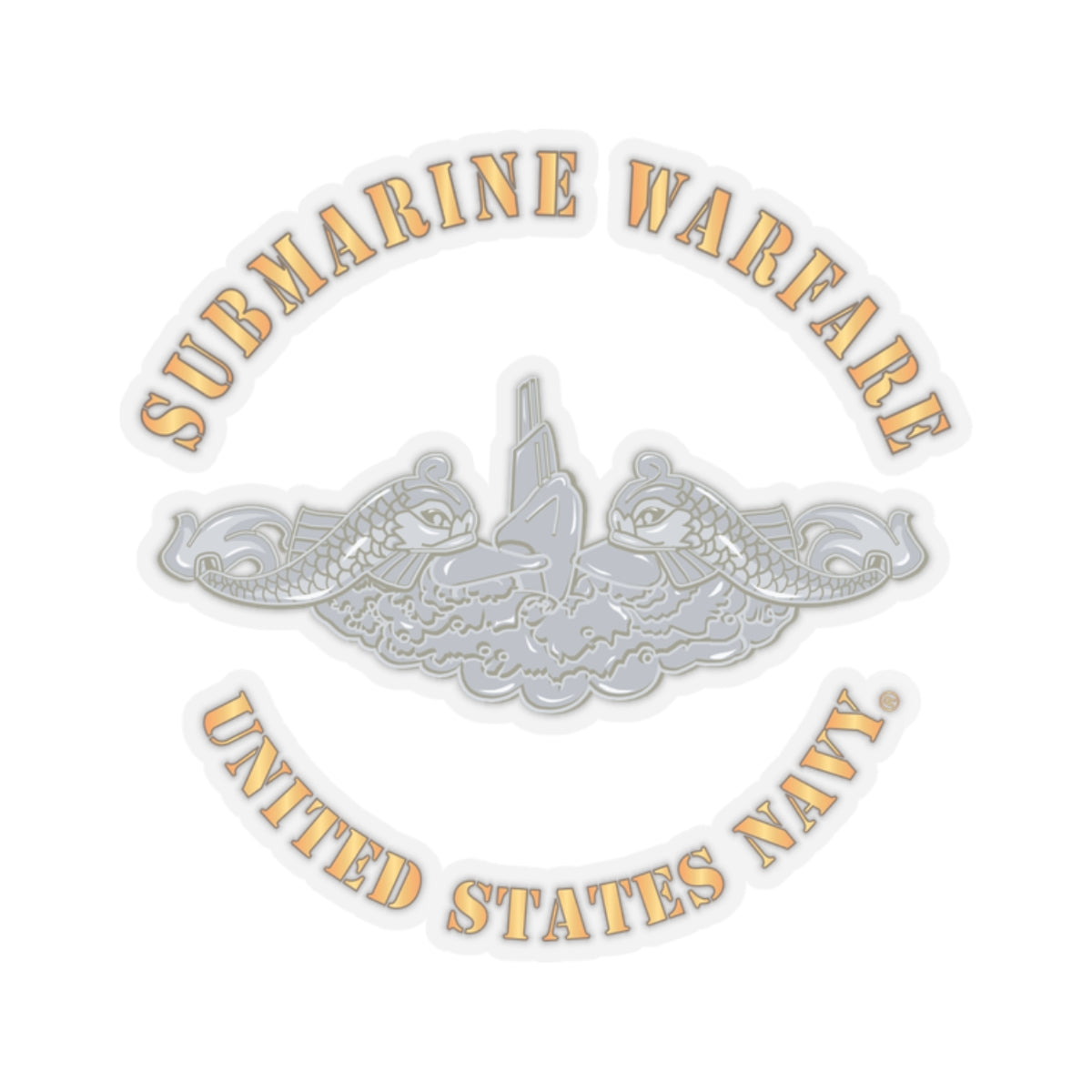 Kiss-Cut Stickers - Navy - Submarine Badge - Silver