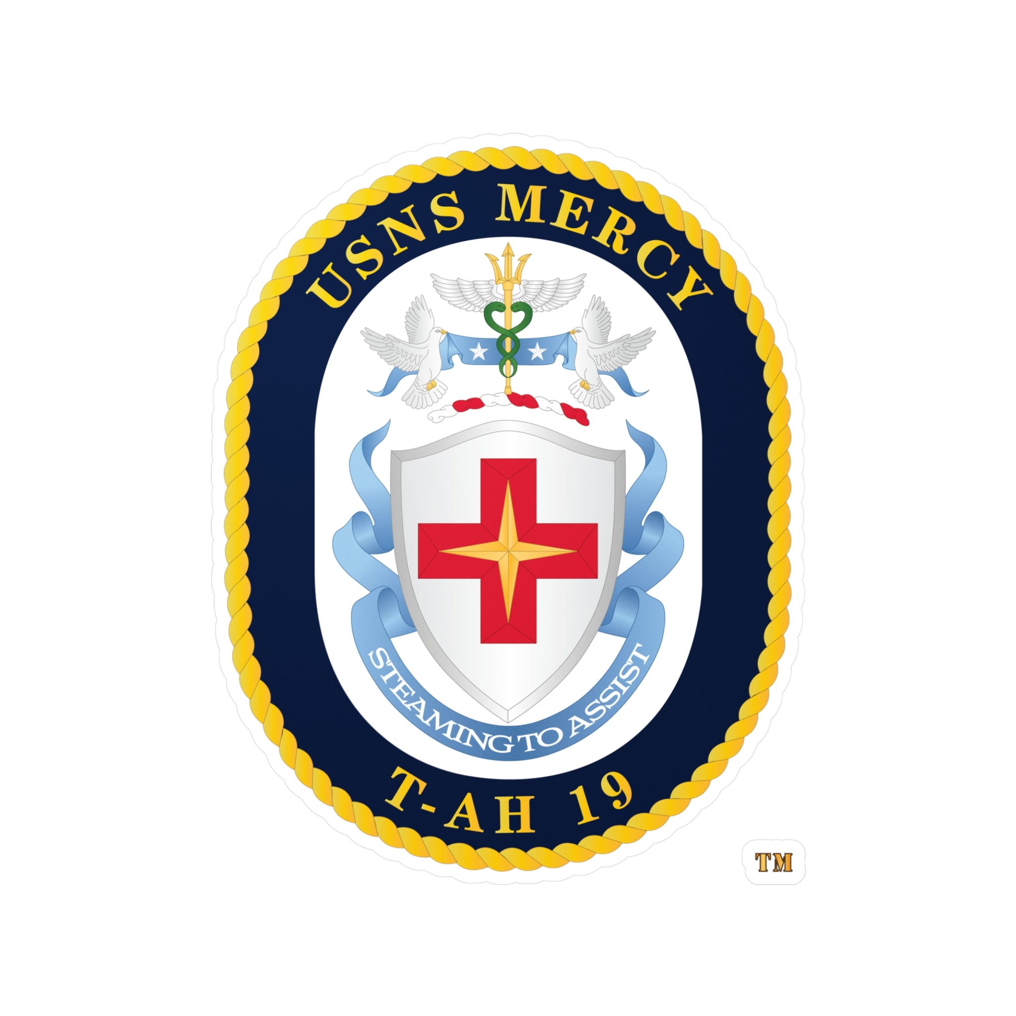 Kiss-Cut Vinyl Decal - Navy - USNS Mercy (T-AH-19) - Crest wo Txt