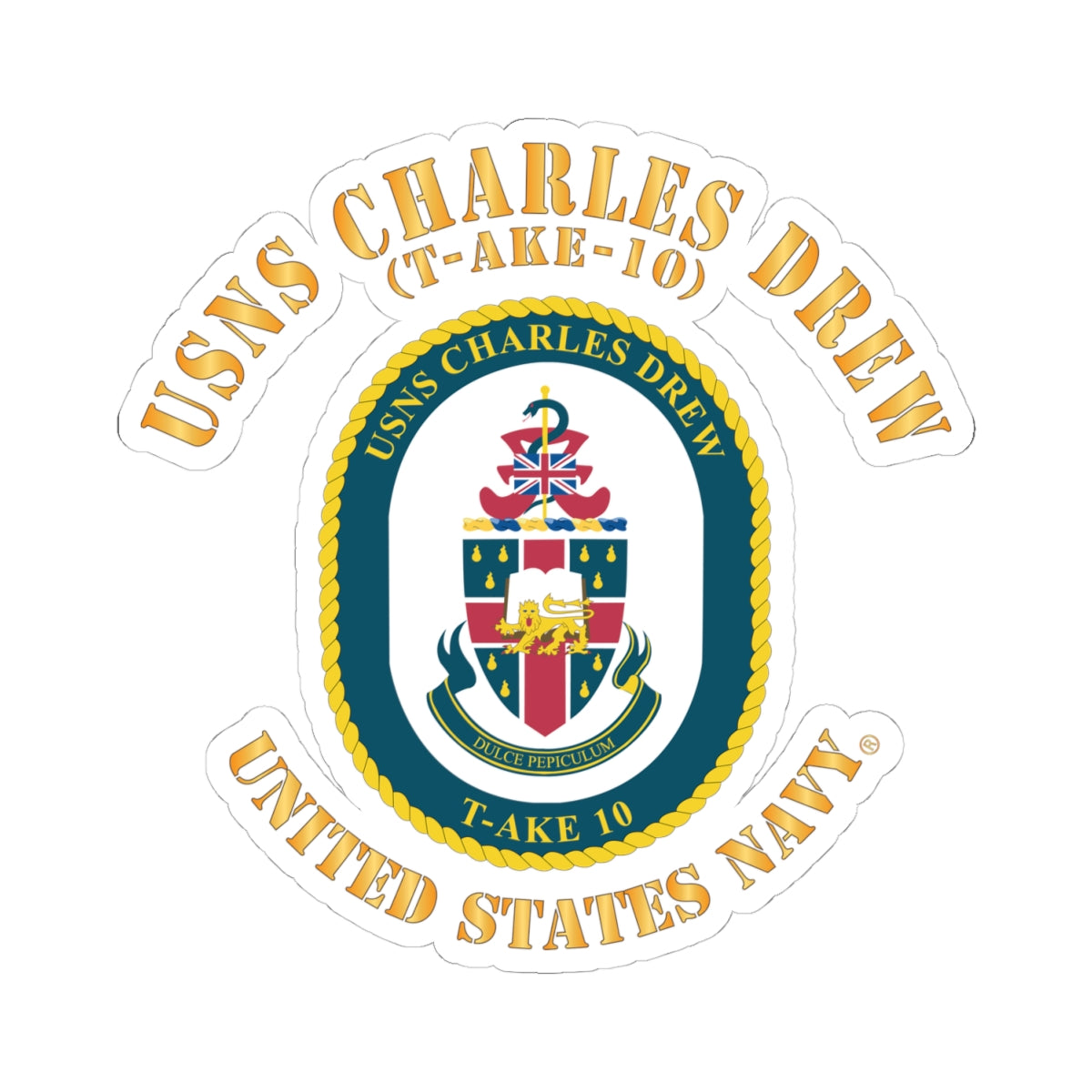 Kiss-Cut Stickers - Navy - USNS Charles Drew (T-AKE 10)