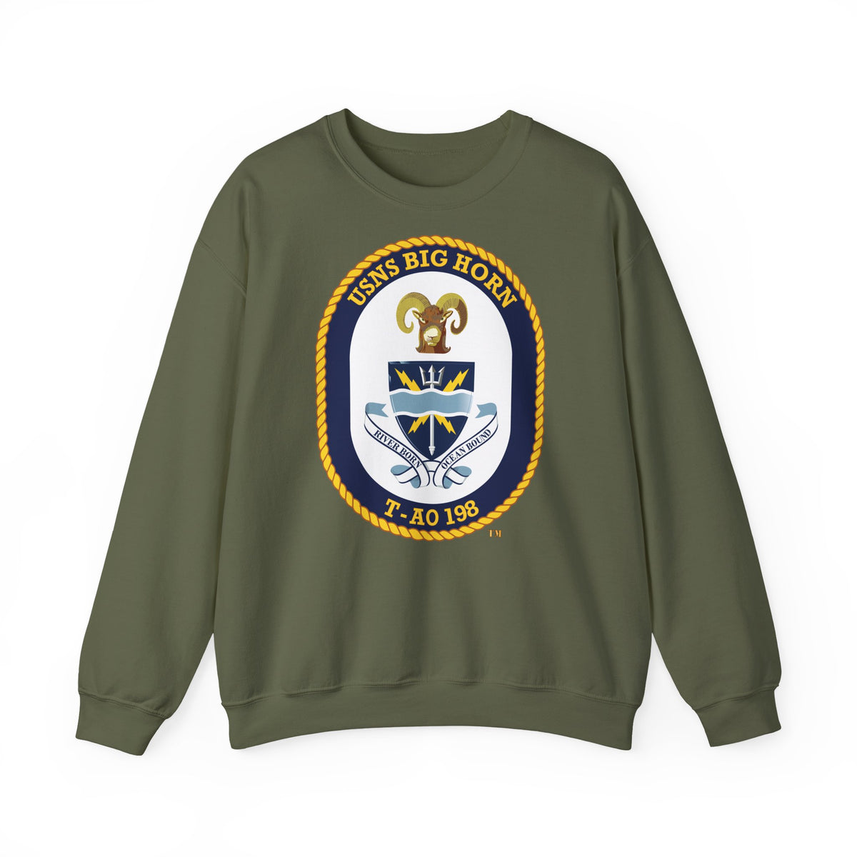 Unisex Heavy Blend™ Crewneck Sweatshirt - Navy - USNS Big Horn (T-AO 198) wo txt
