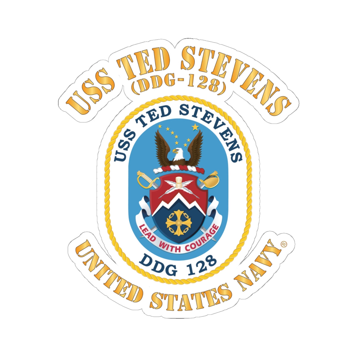 Kiss-Cut Stickers - Navy - USS Ted Stevens (DDG-128)