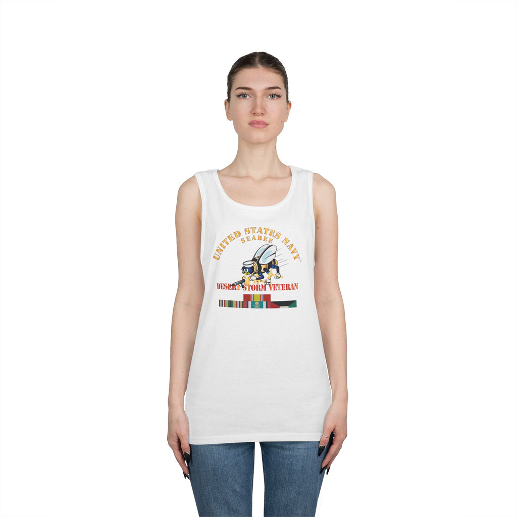 Unisex Heavy Cotton Tank Top - Navy - Seabee - Desert Storm Veteran