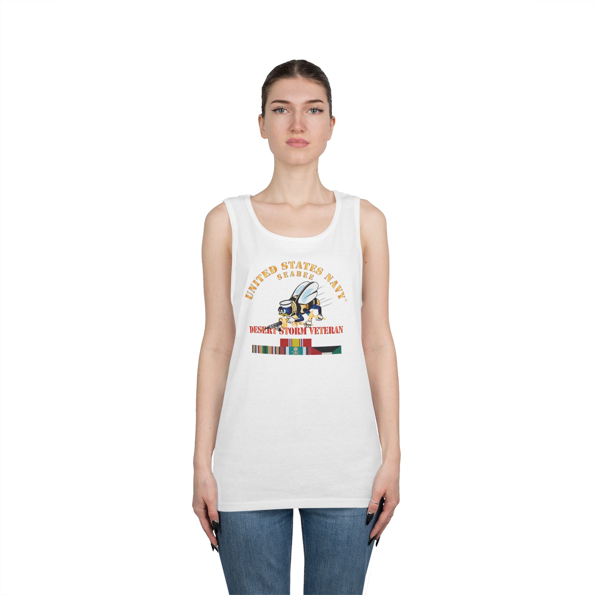 Unisex Heavy Cotton Tank Top - Navy - Seabee - Desert Storm Veteran