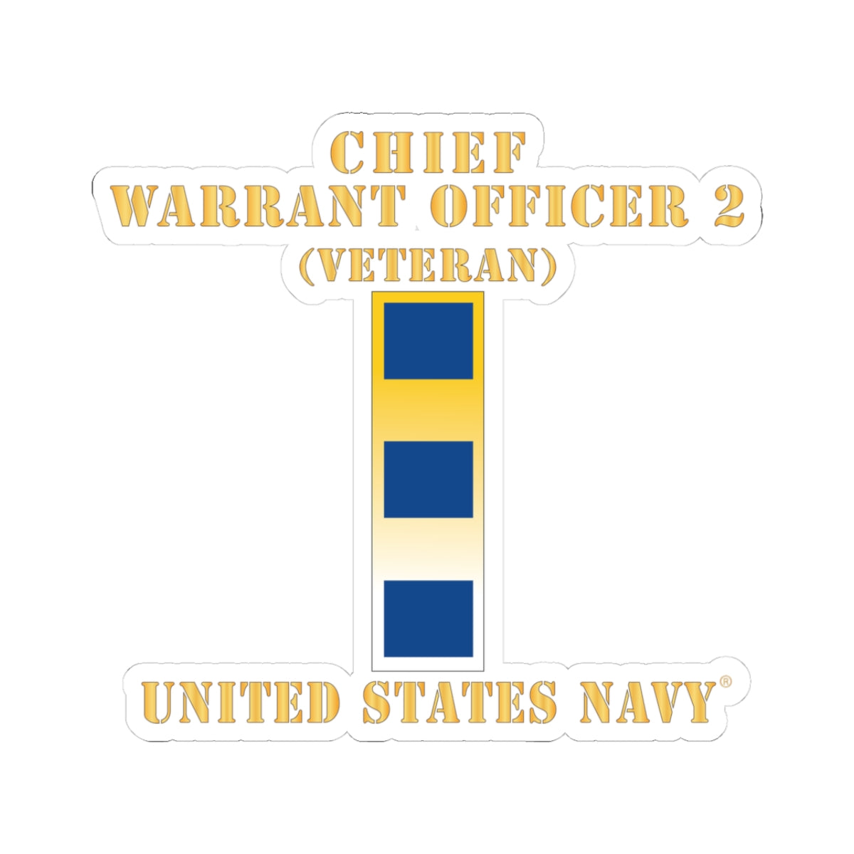 Kiss-Cut Stickers - Navy - Chief Warrant Officer 2 - CW02 - Veteran