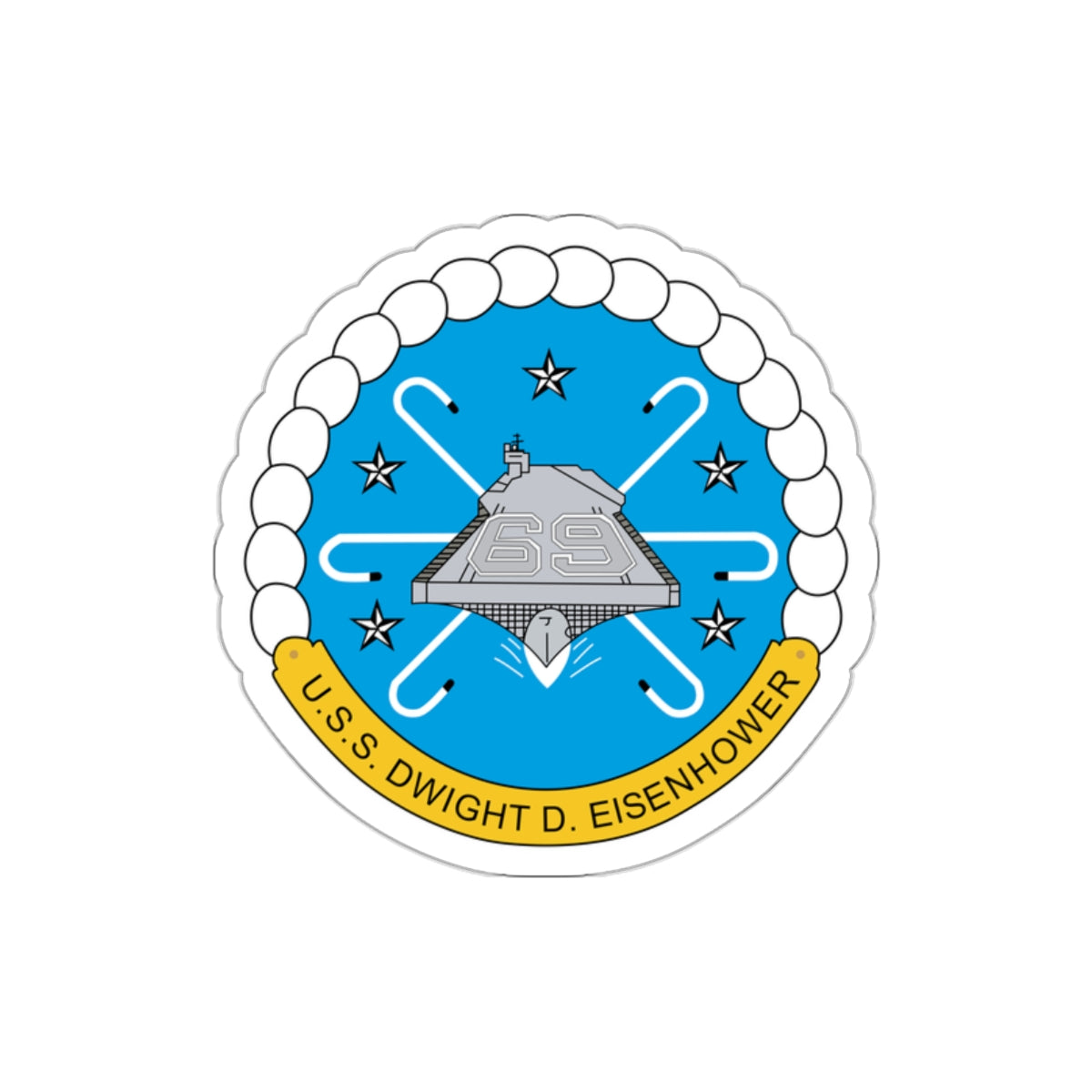Die-Cut Vinyl Sticker - USS Dwight D. Eisenhower (CVN-69) Crest wo Txt